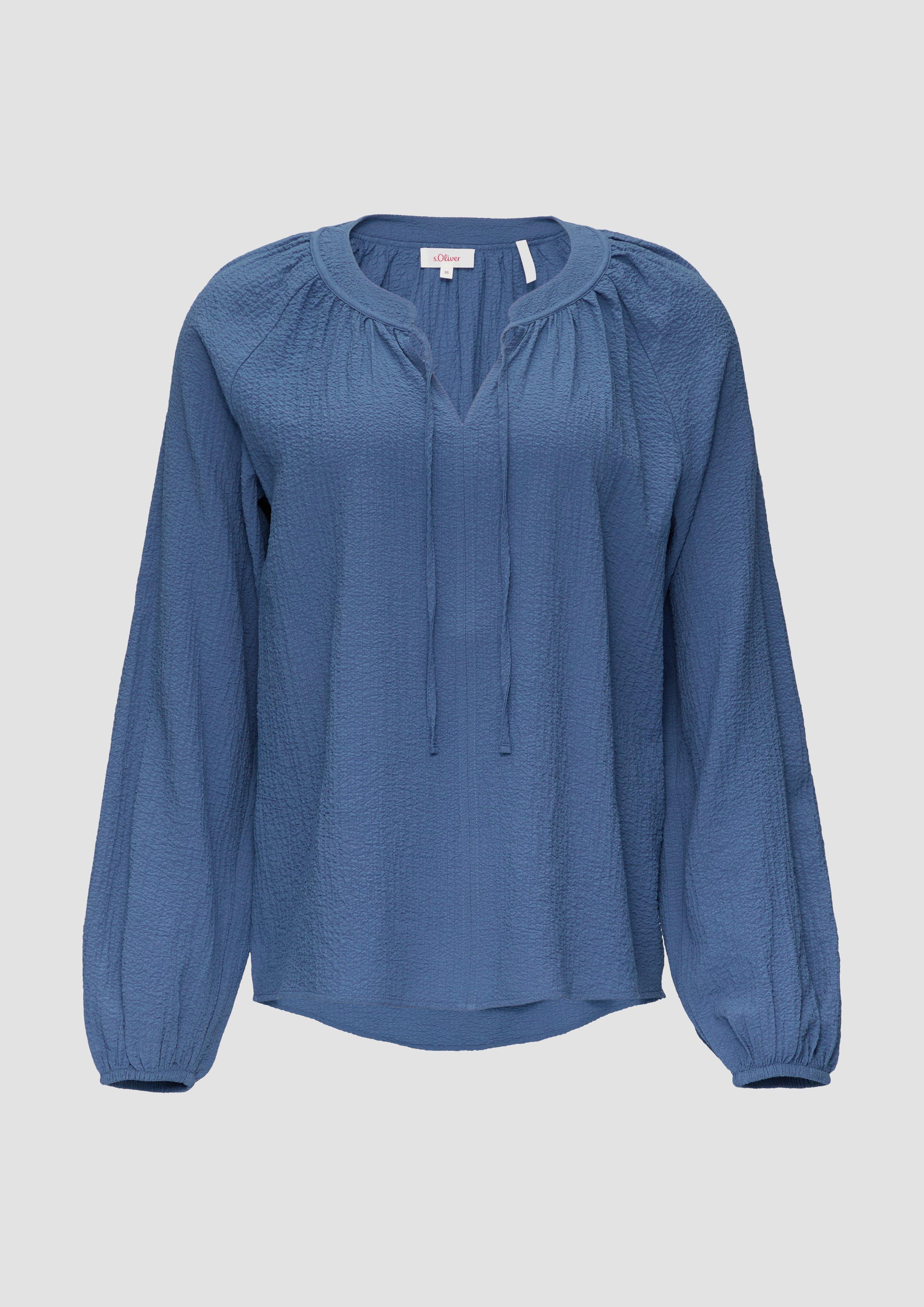 s.Oliver - Strukturierte Bluse mit Raffdetails, Damen, blau