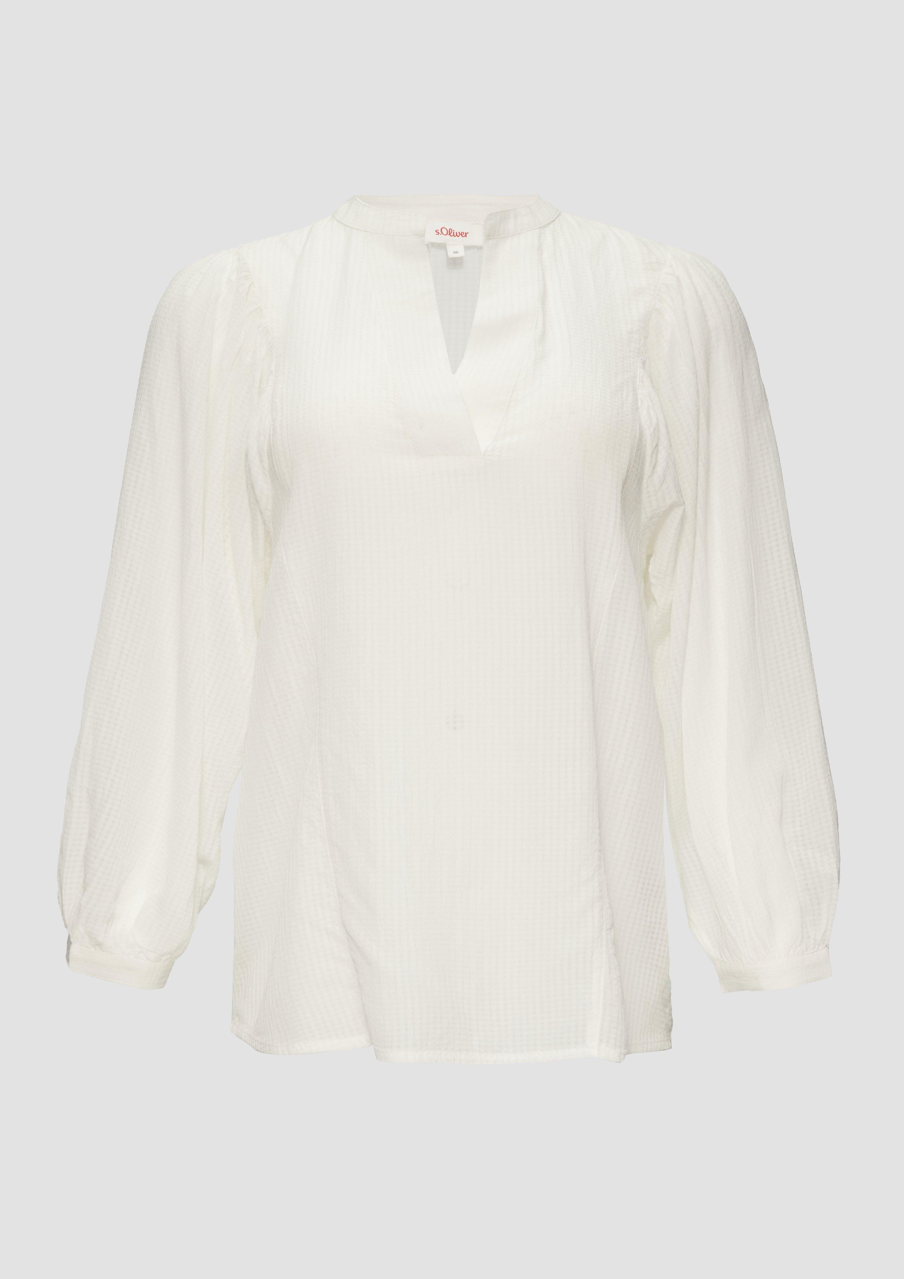 s.Oliver - Transparente Bluse mit Strukturmuster, Damen, creme