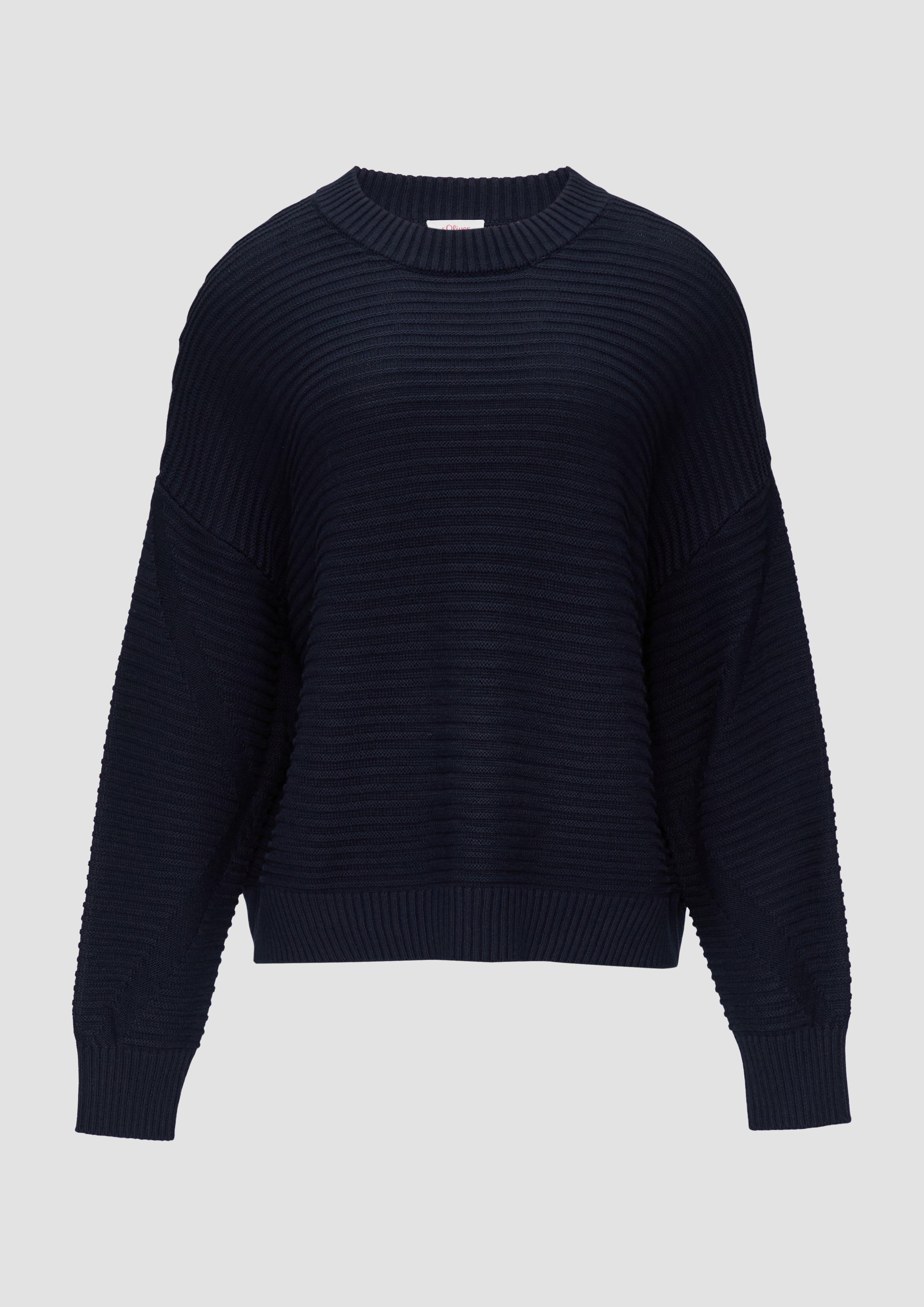 s.Oliver - Oversized Strickpullover mit Strukturdetails, Damen, blau