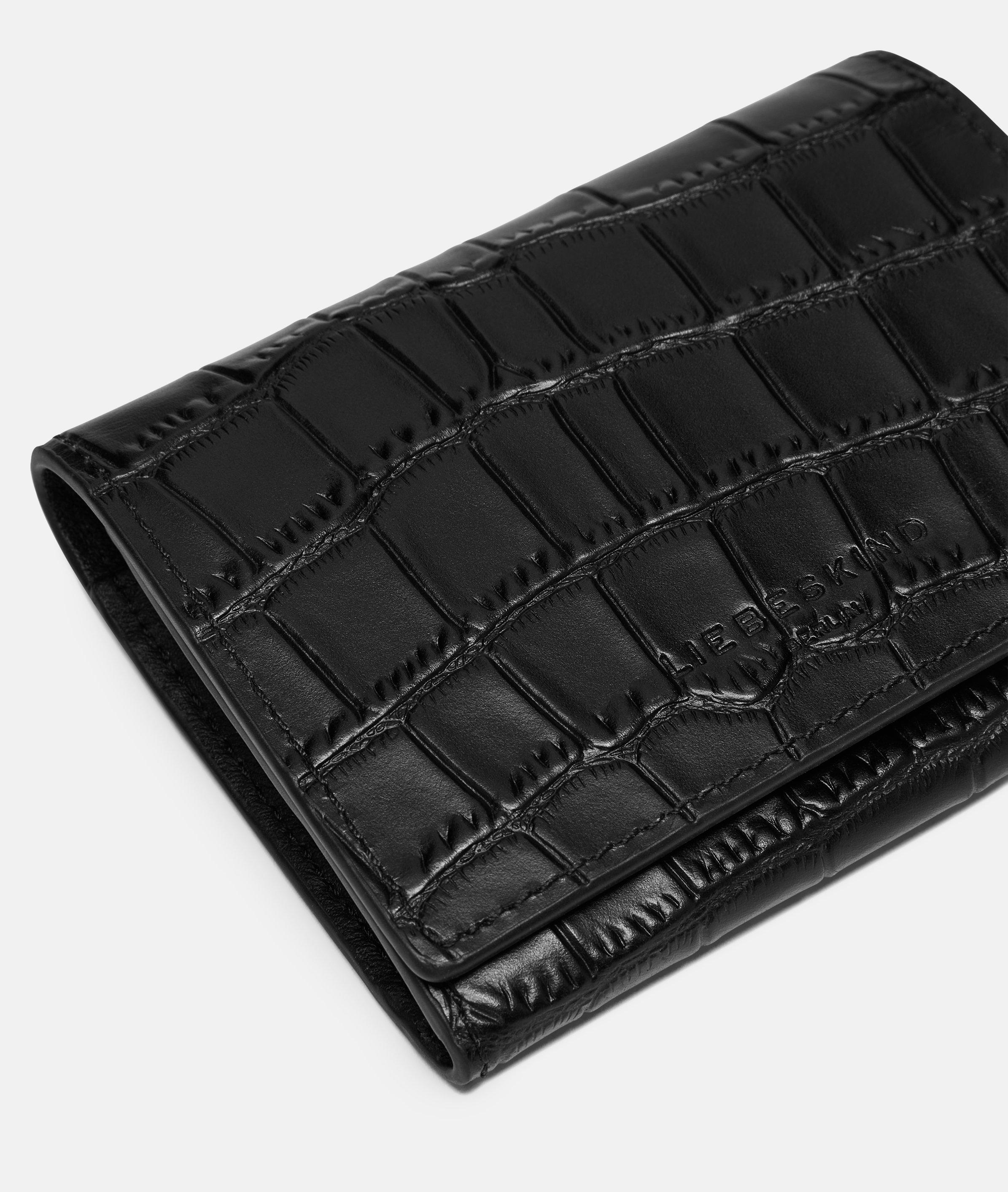 LIEBESKIND Berlin Lou 2 New Croco Geldbörse – XS, Schwarz, Aus Lederimitat