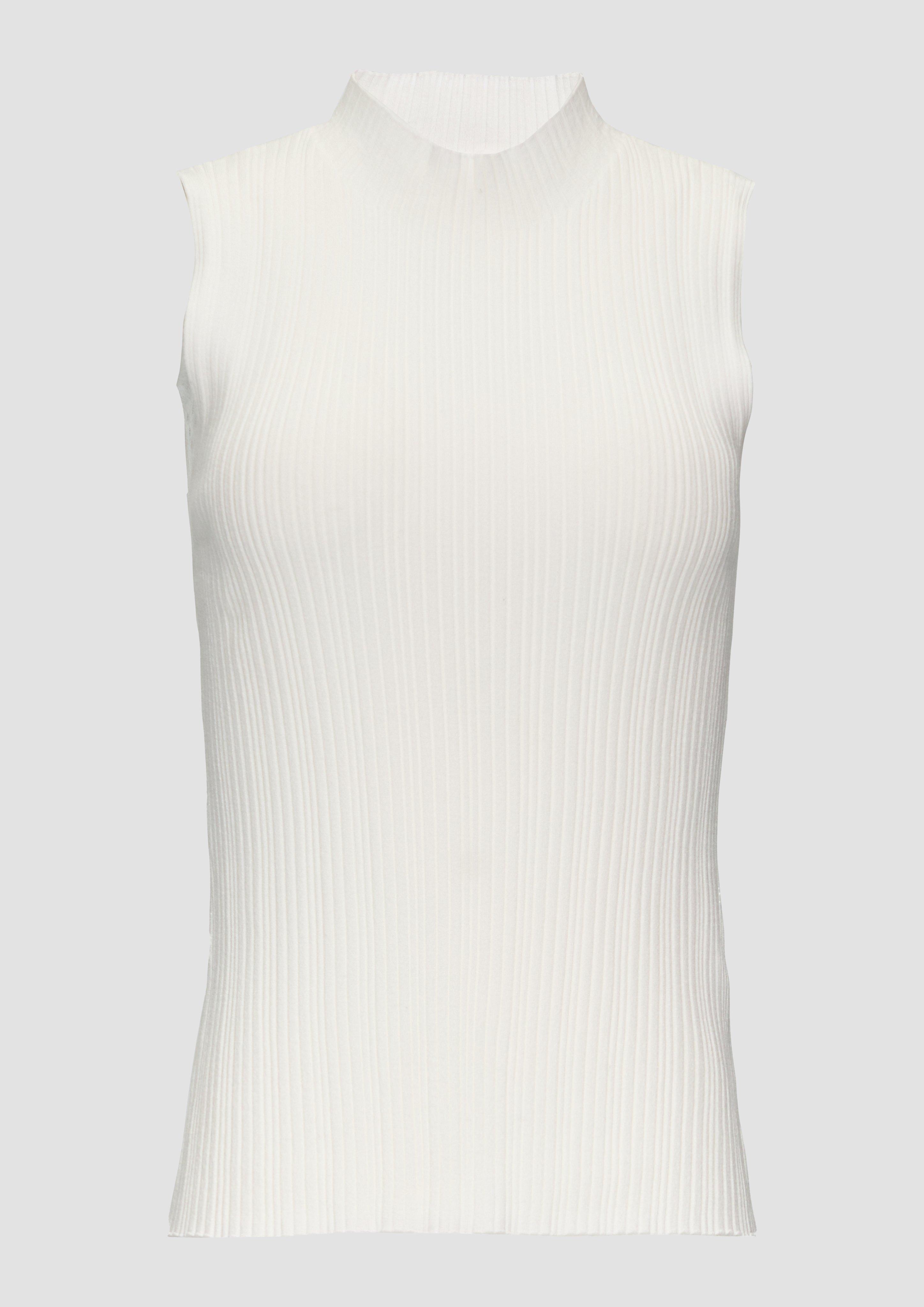 s.Oliver - Geripptes Stricktop aus Viskosestretch, Damen, creme