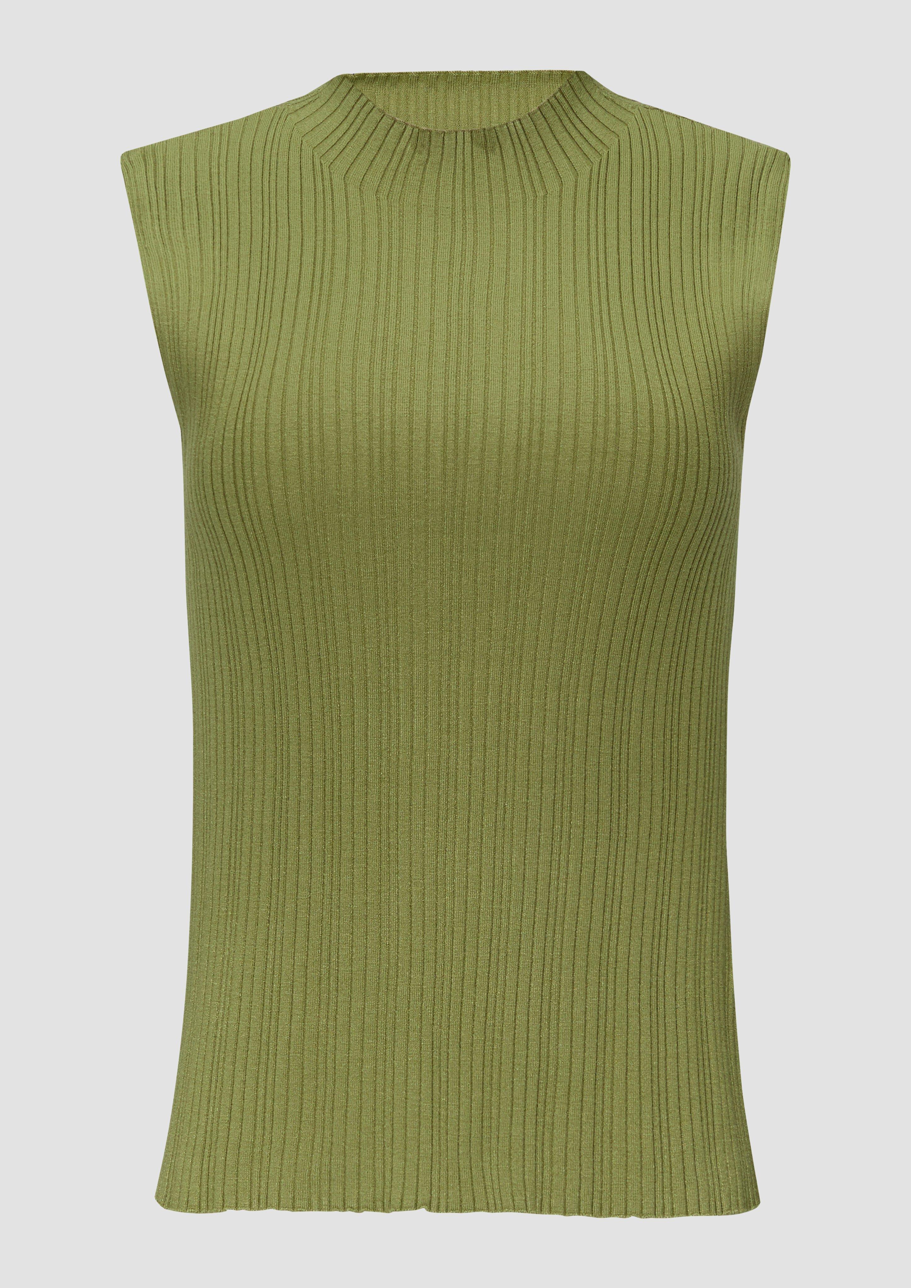 s.Oliver - Geripptes Stricktop aus Viskosestretch, Damen, grün