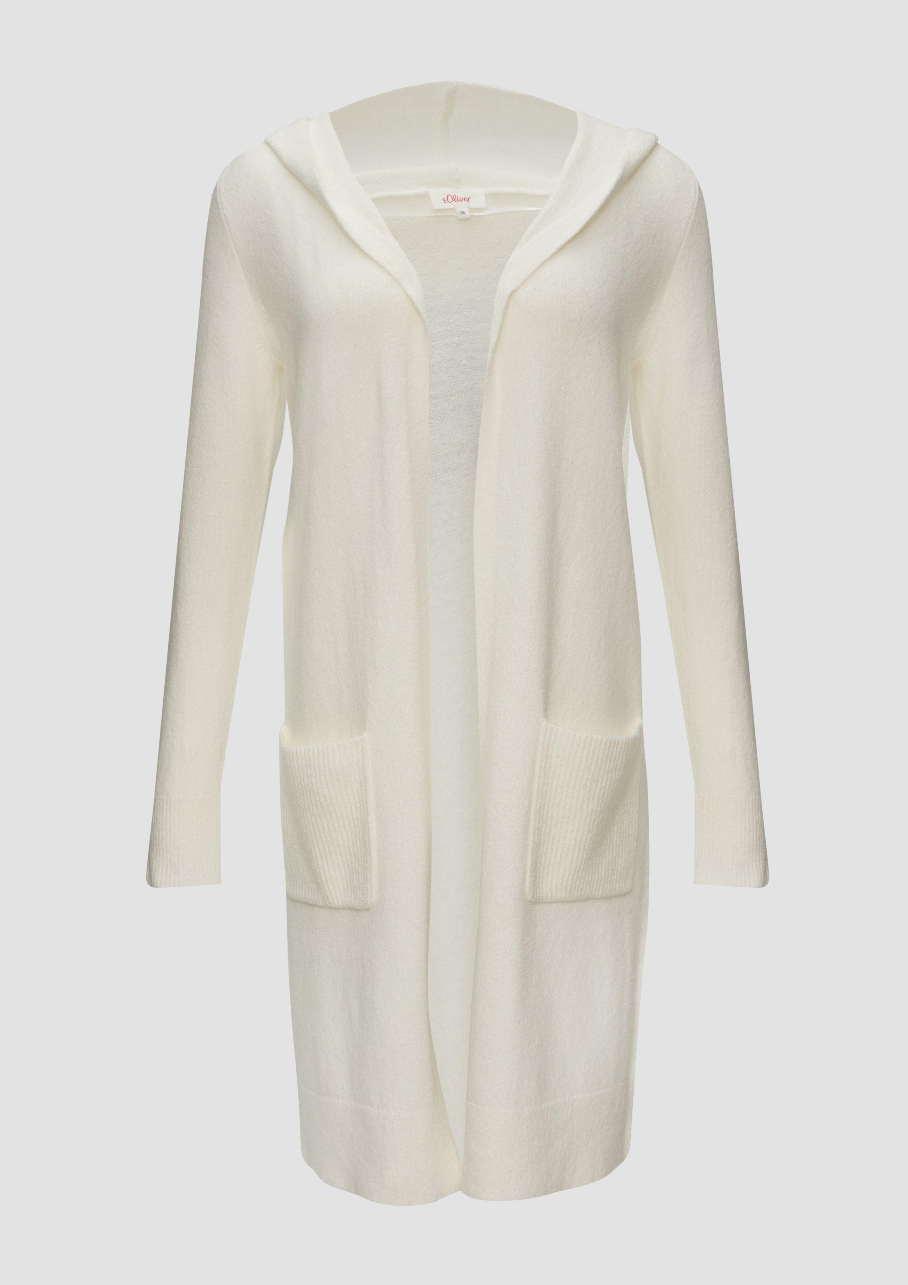 s.Oliver - Long-Cardigan mit Kapuze, Damen, creme