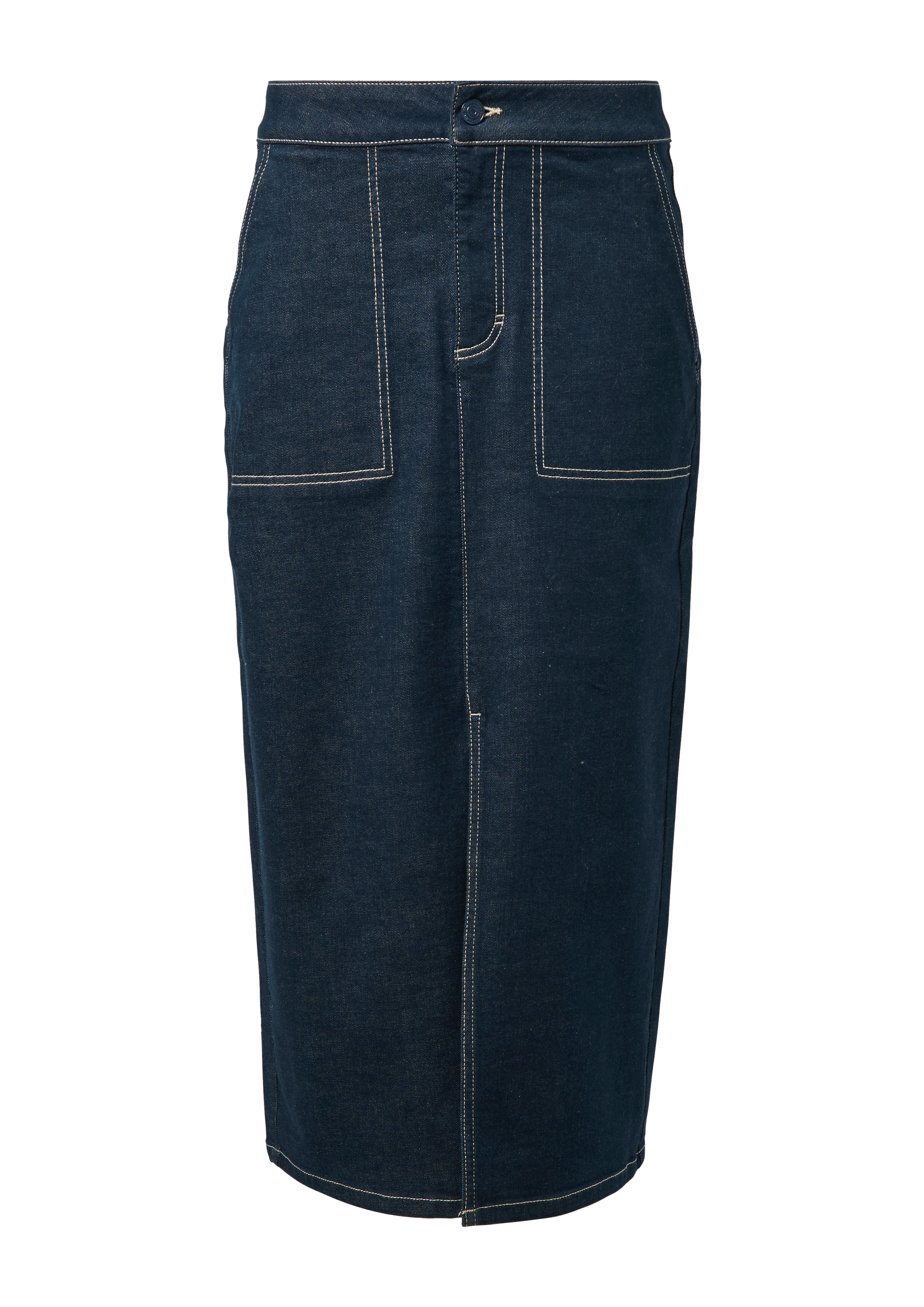 Stretchy denim skirt with a dark garment wash - Blue | SCAYLE