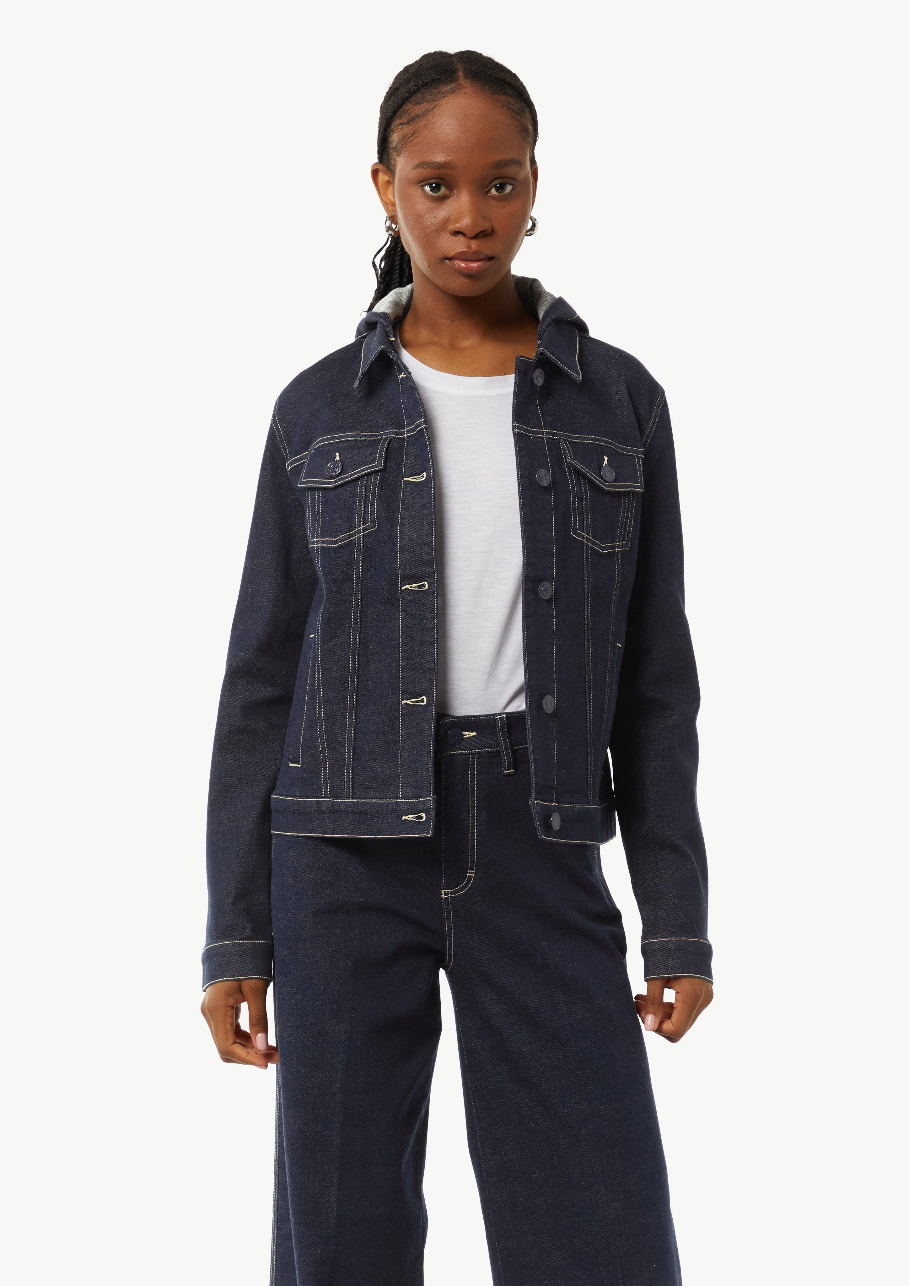 Boxy denim jacket with gold-coloured buttons - navy | Comma Boxy denim jacket with gold-coloured buttons - navy | Comma