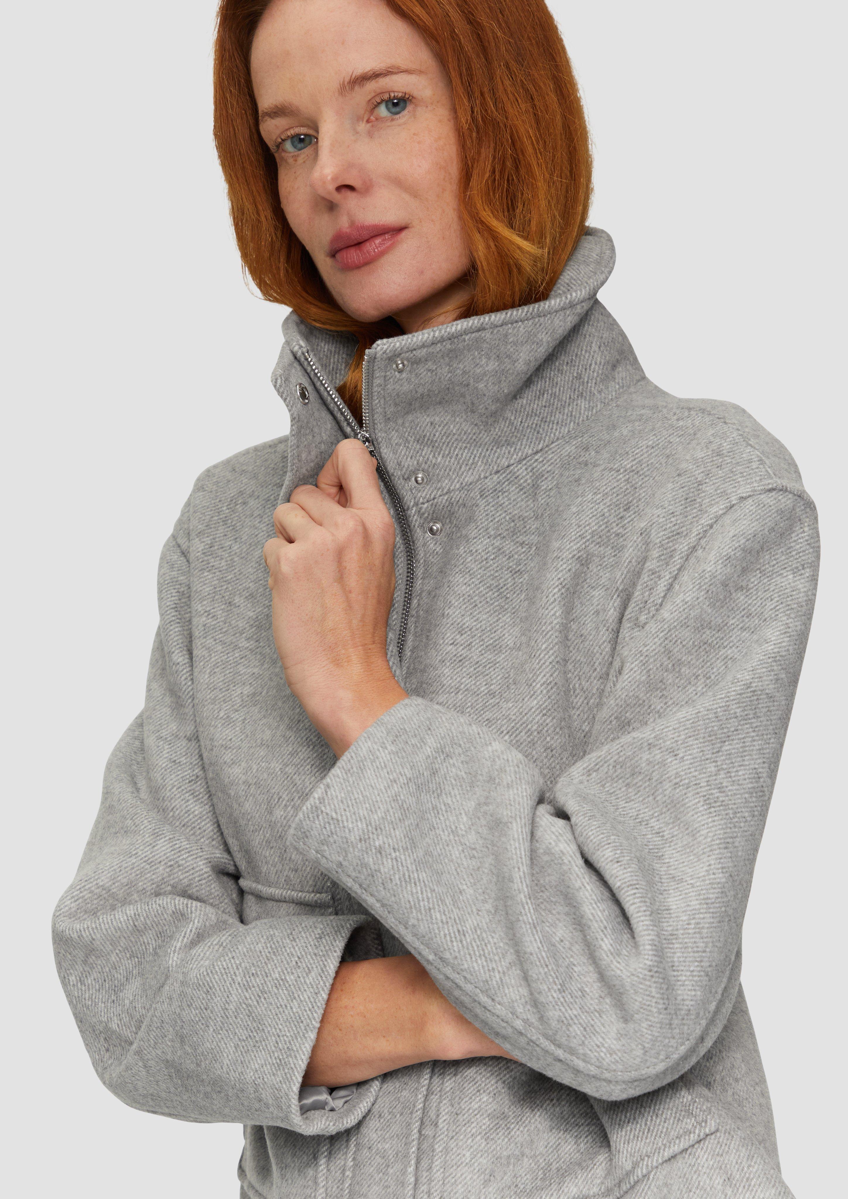 Cropped wool jacket with patch pockets - grey melange | s.Oliver Cropped wool jacket with patch pockets - grey melange | s.Oliver