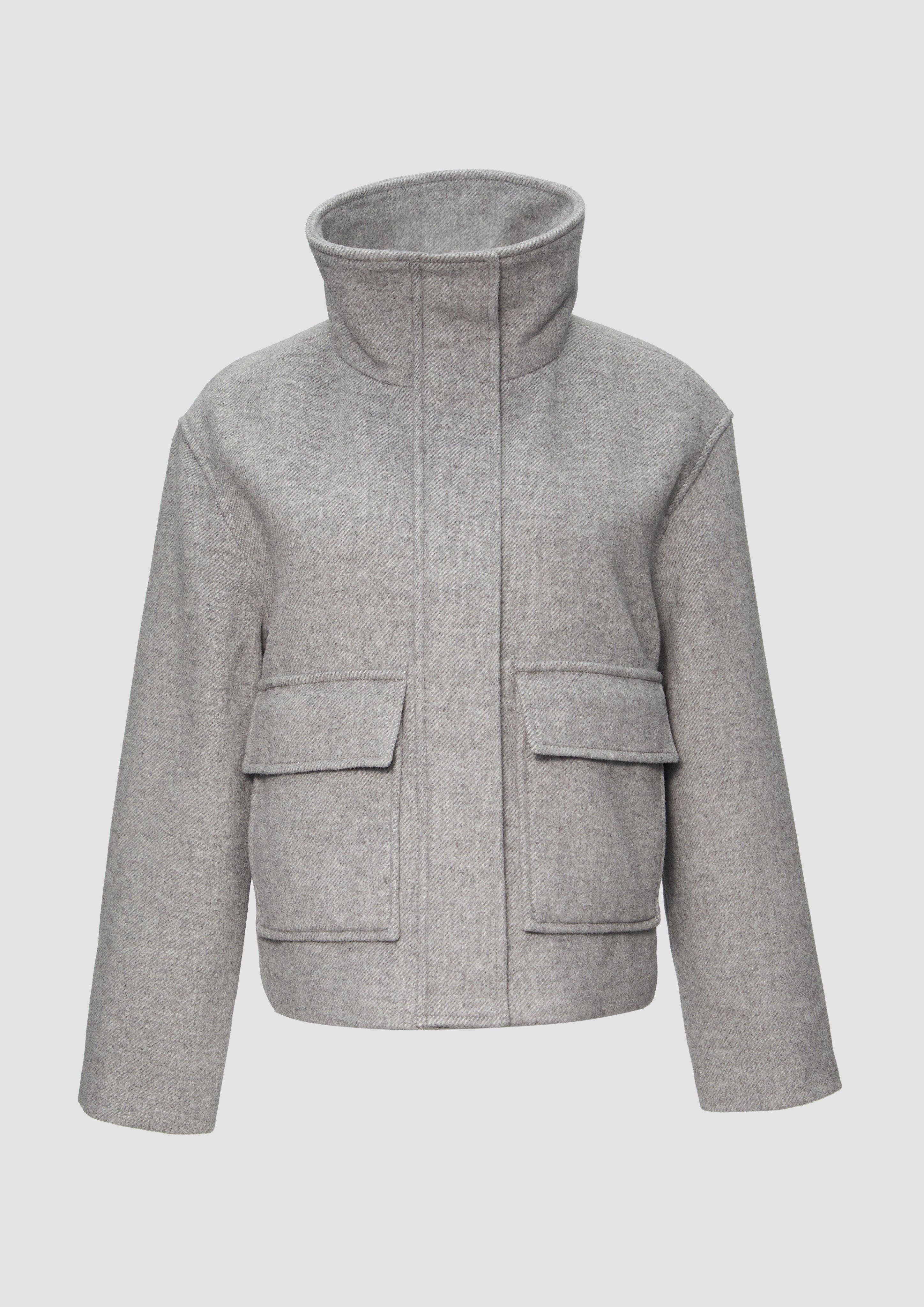 s.Oliver - Verkürzte Wolljacke mit aufgesetzten Taschen, Damen, grau