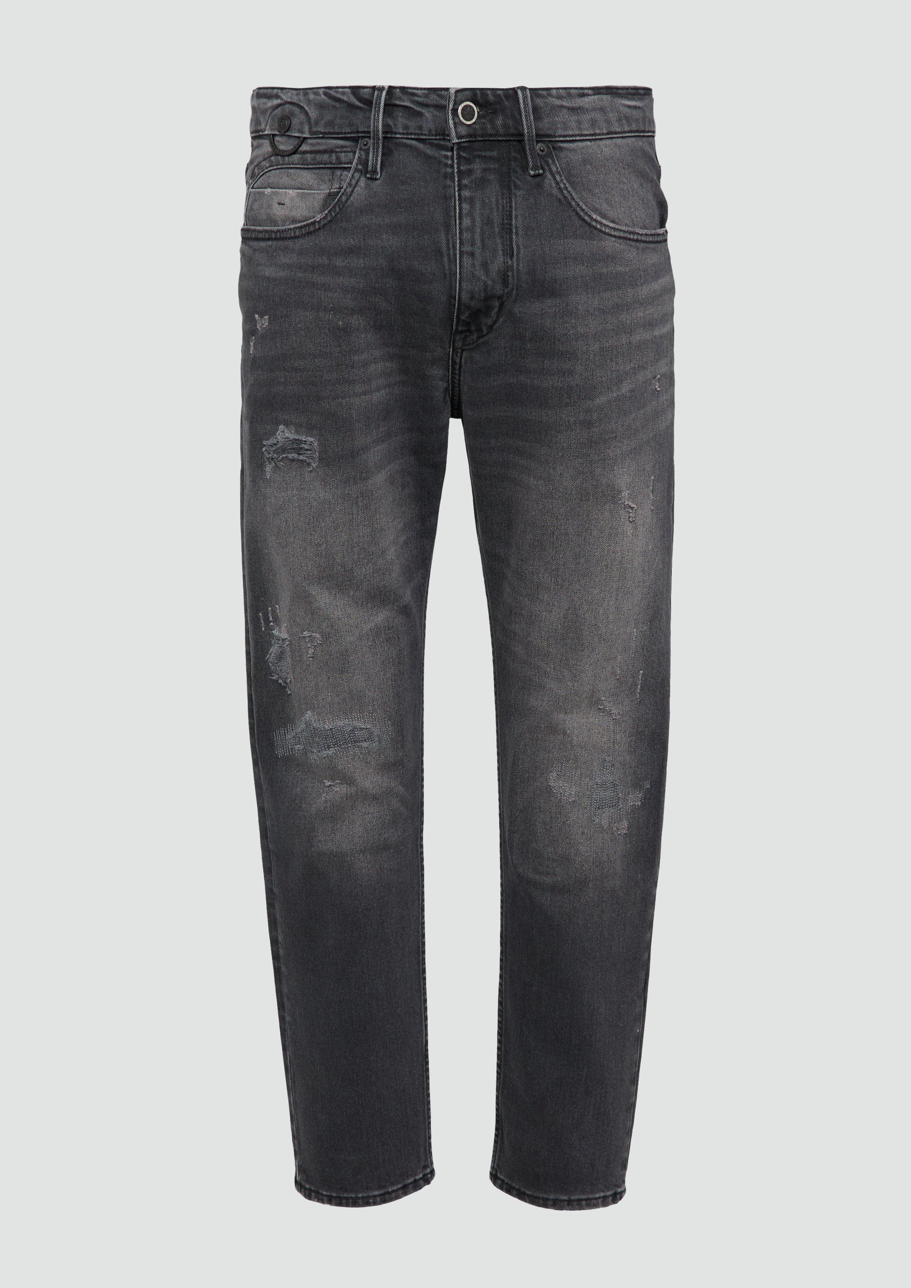 s.Oliver - Jeans Mauro / Regular Fit / Mid Rise / Tapered Leg / Destroyed-Effekt, Herren, grau