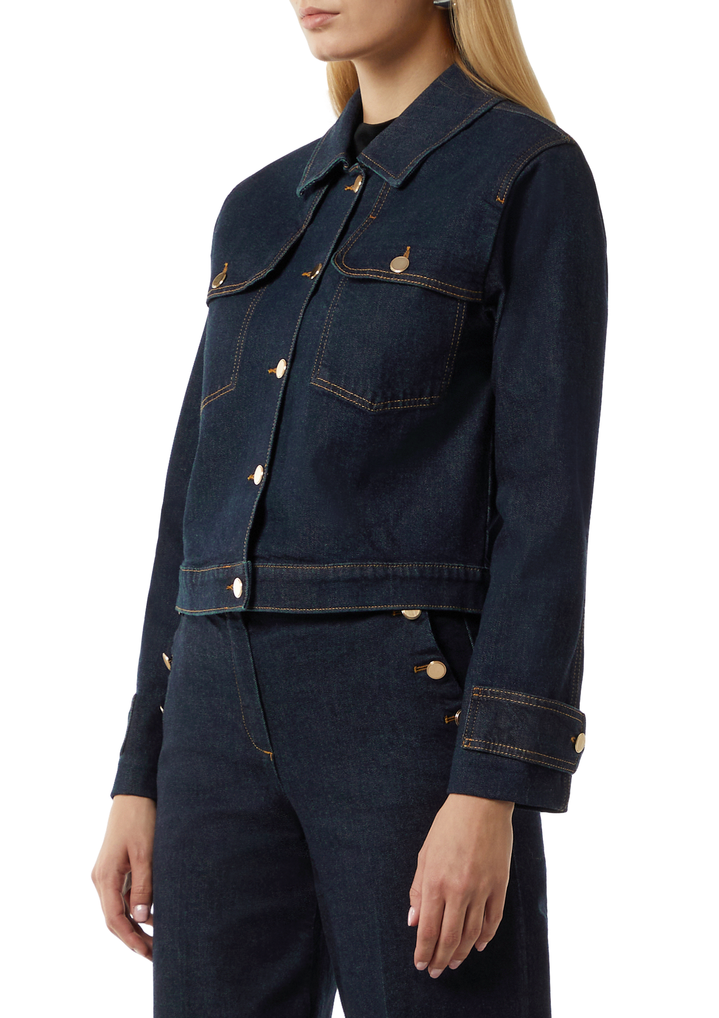 Boxy denim jacket with gold-coloured buttons - Blue | SCAYLE