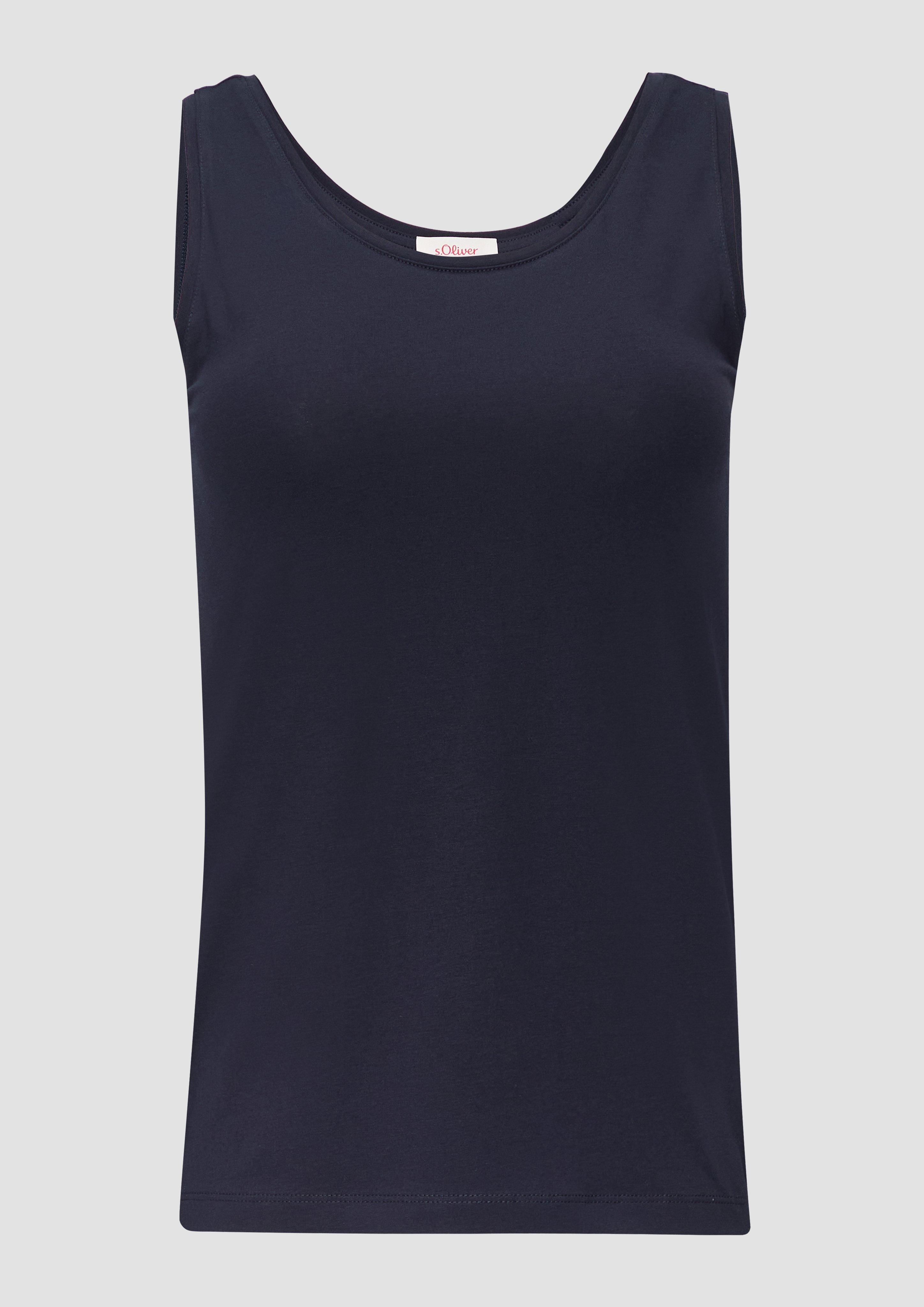 s.Oliver - Schmal geschnittenes Tanktop aus Baumwolljersey, Damen, blau