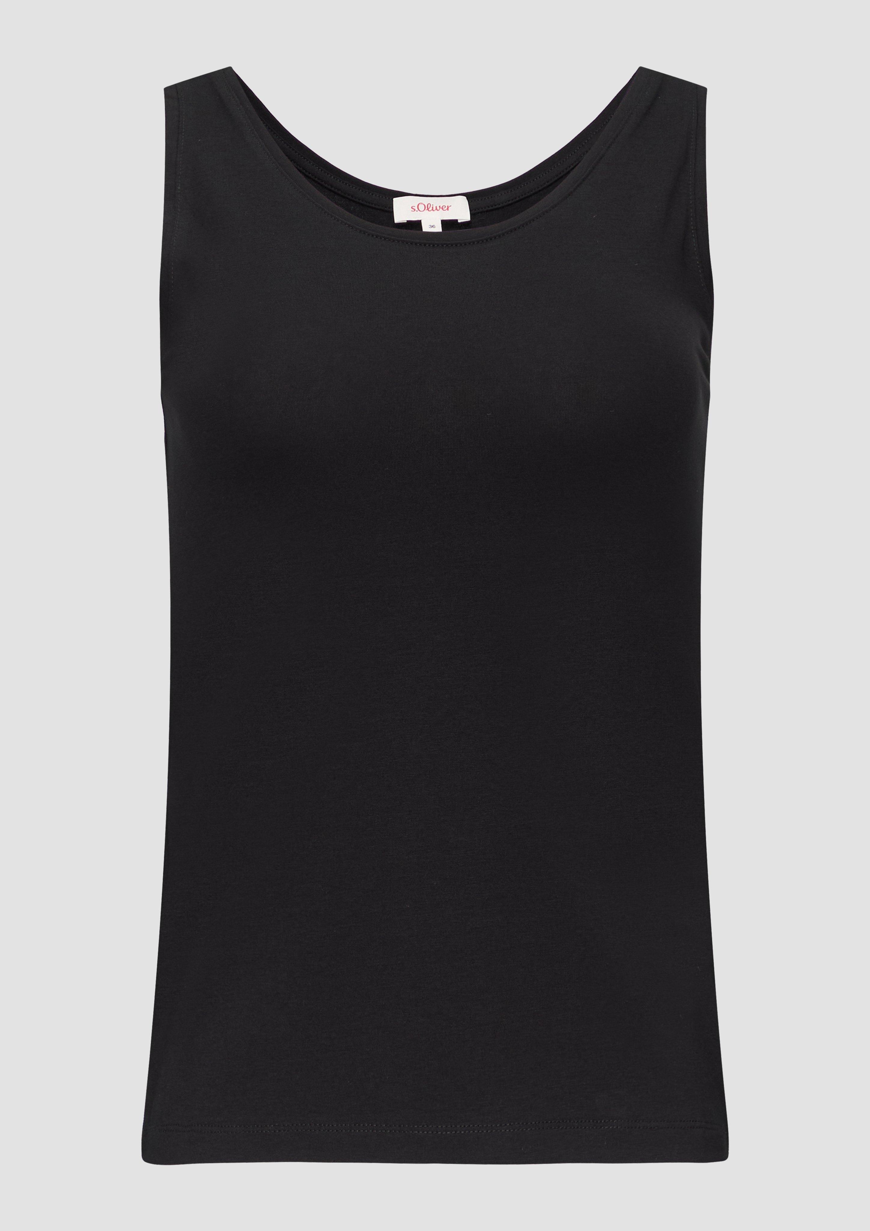 s.Oliver - Schmal geschnittenes Tanktop aus Baumwolljersey, Damen, schwarz