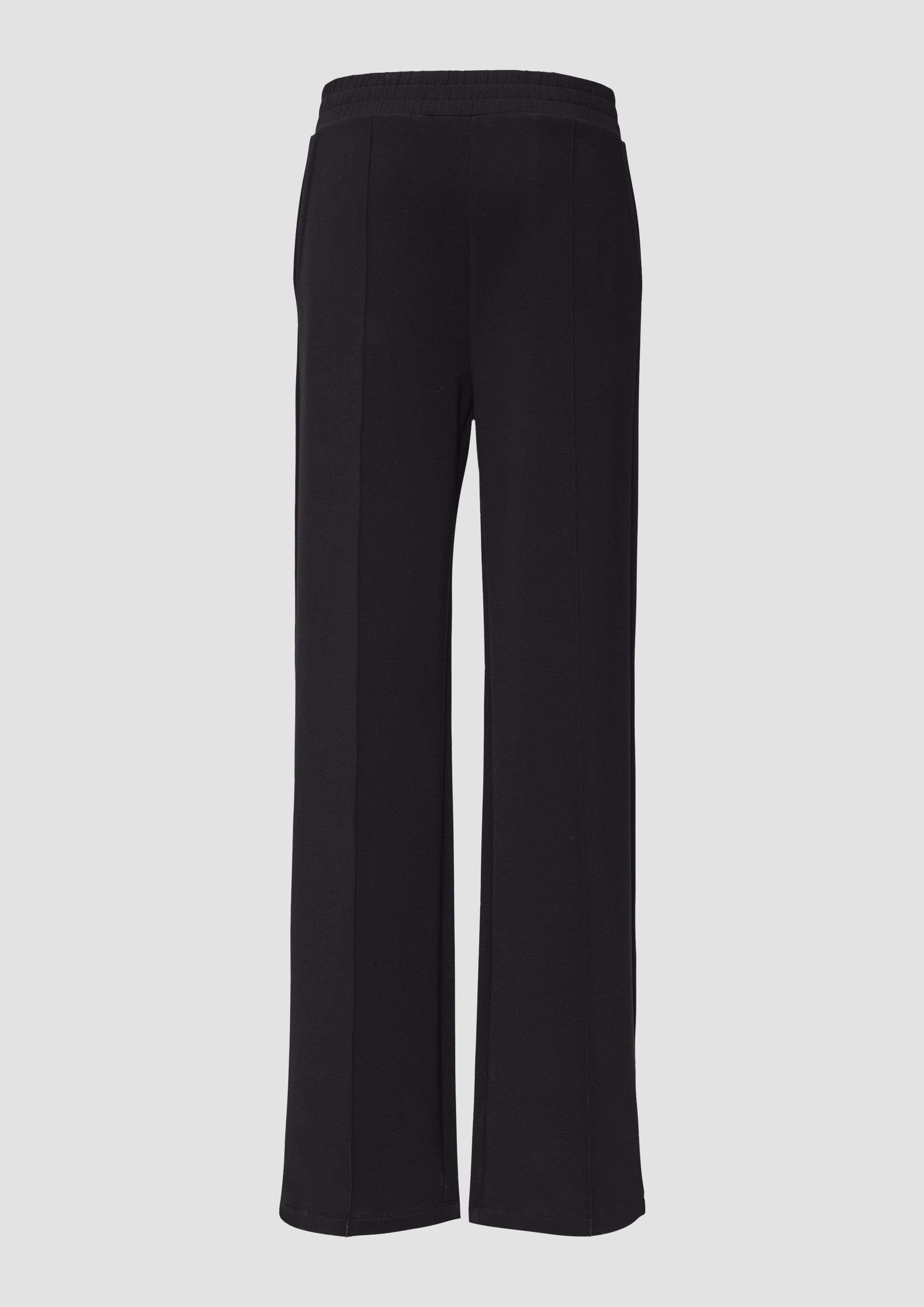 s.Oliver - Regular: Scuba-Hose mit Wide Leg, Damen, schwarz