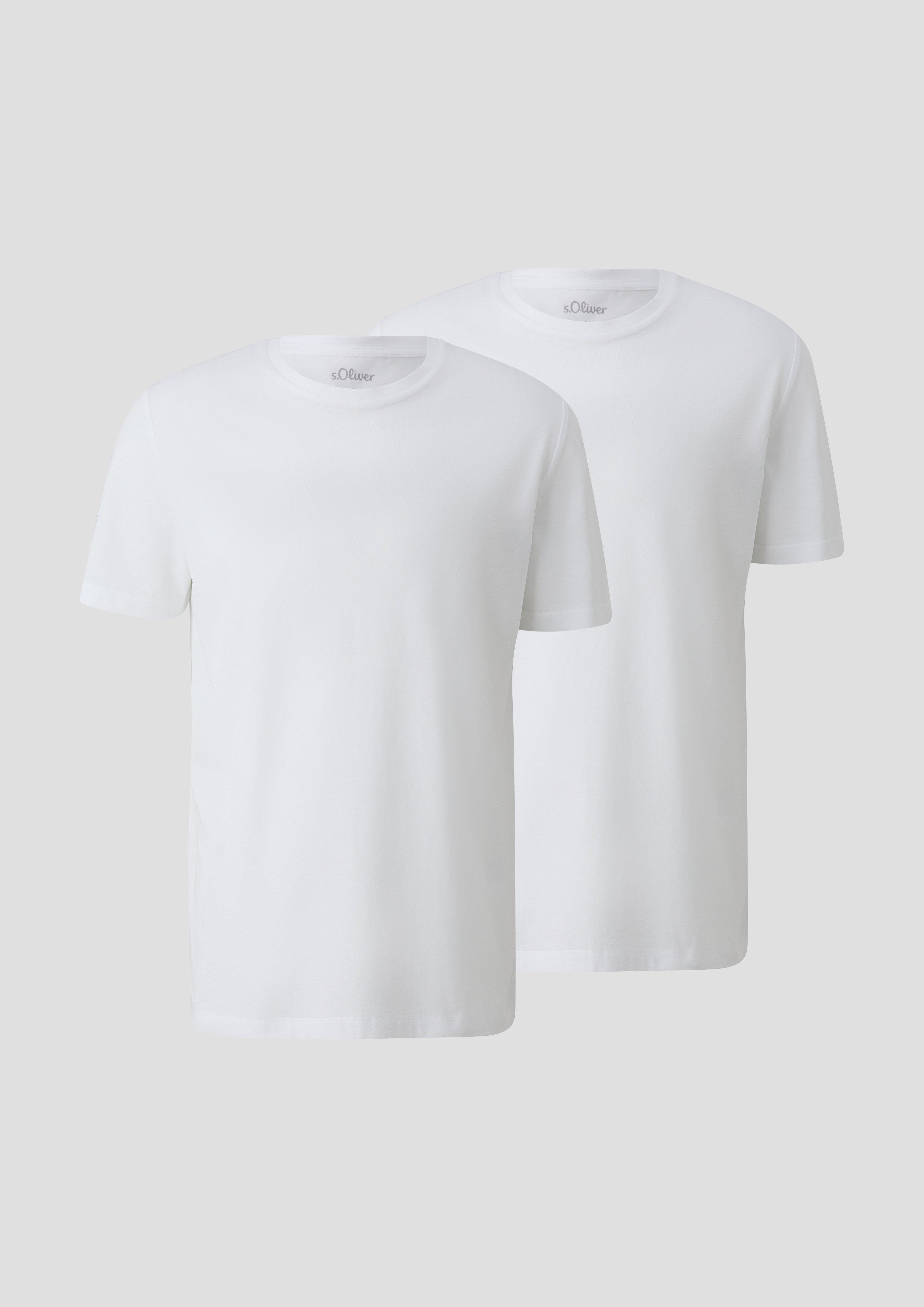 s.Oliver - Basic-T-Shirt aus Baumwolle im 2er-Pack, Herren, weiß