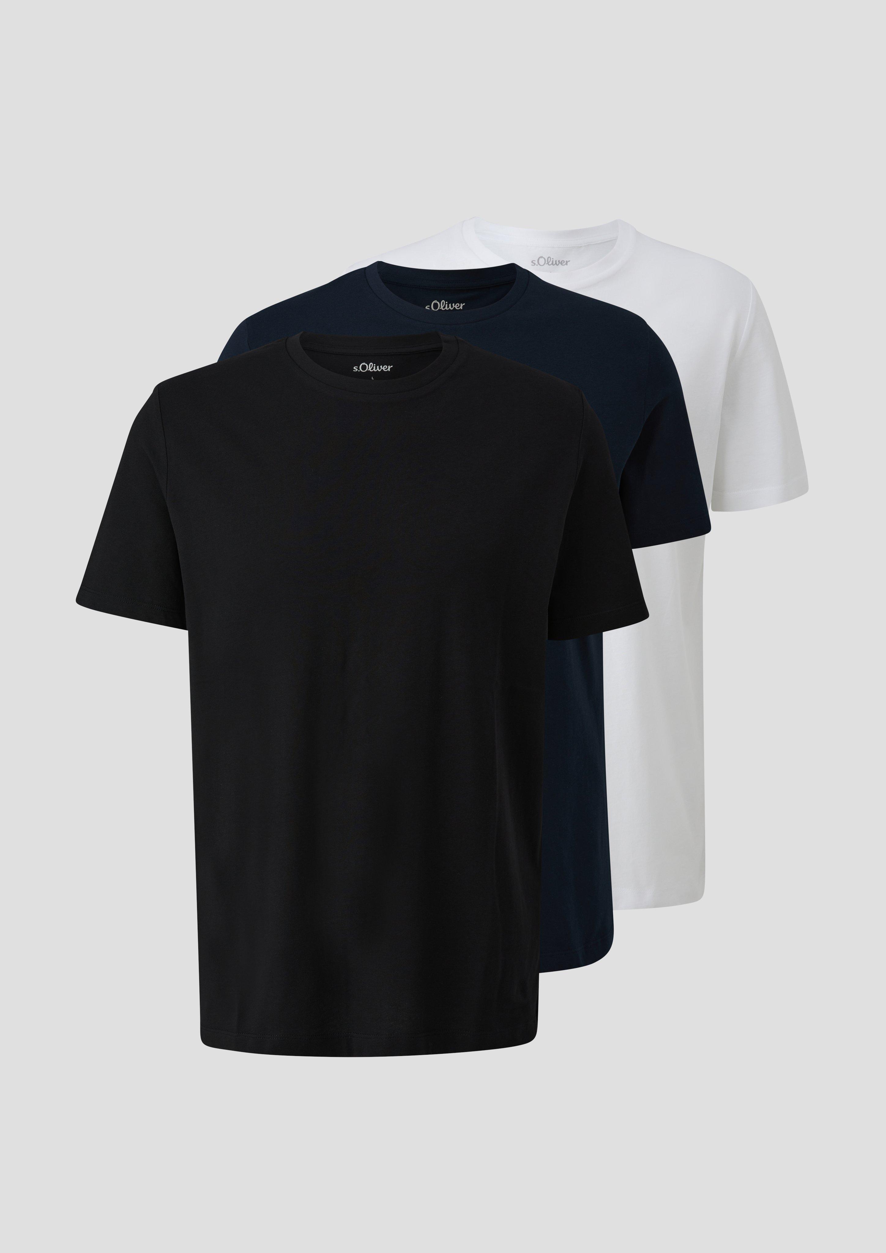 s.Oliver - Basic-T-Shirt im 3er-Pack, Herren, blau|schwarz|weiß