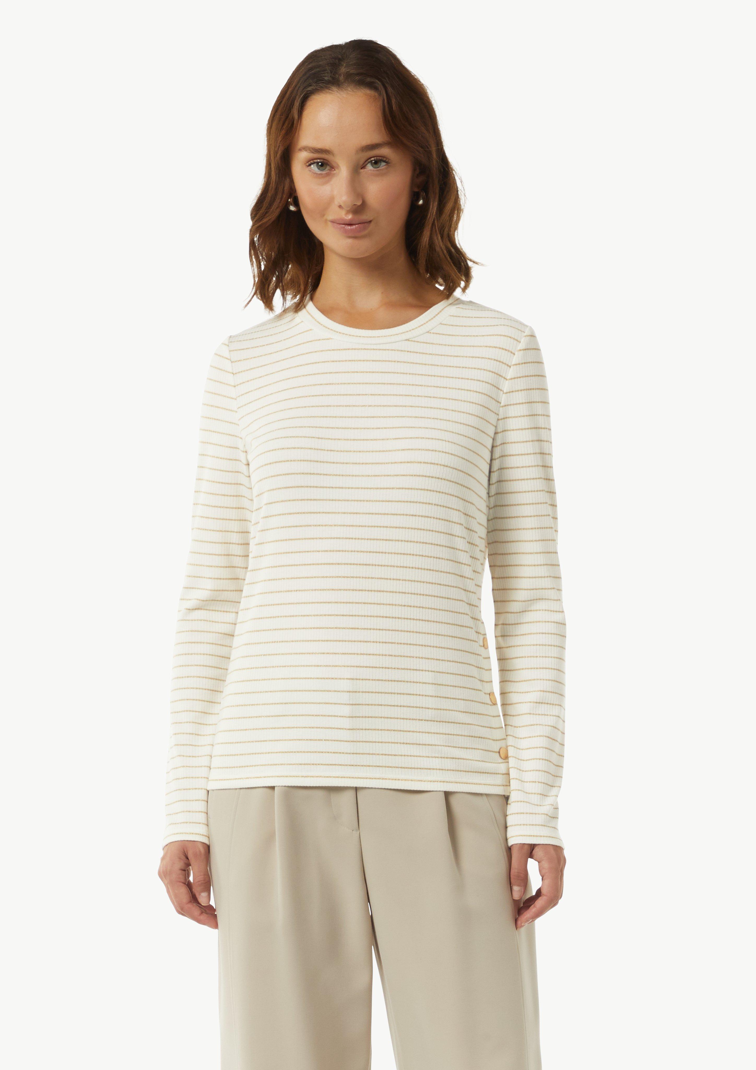 Long sleeve top with knit stripes in sparkly thread - navy Long sleeve top with knit stripes in sparkly thread - navy