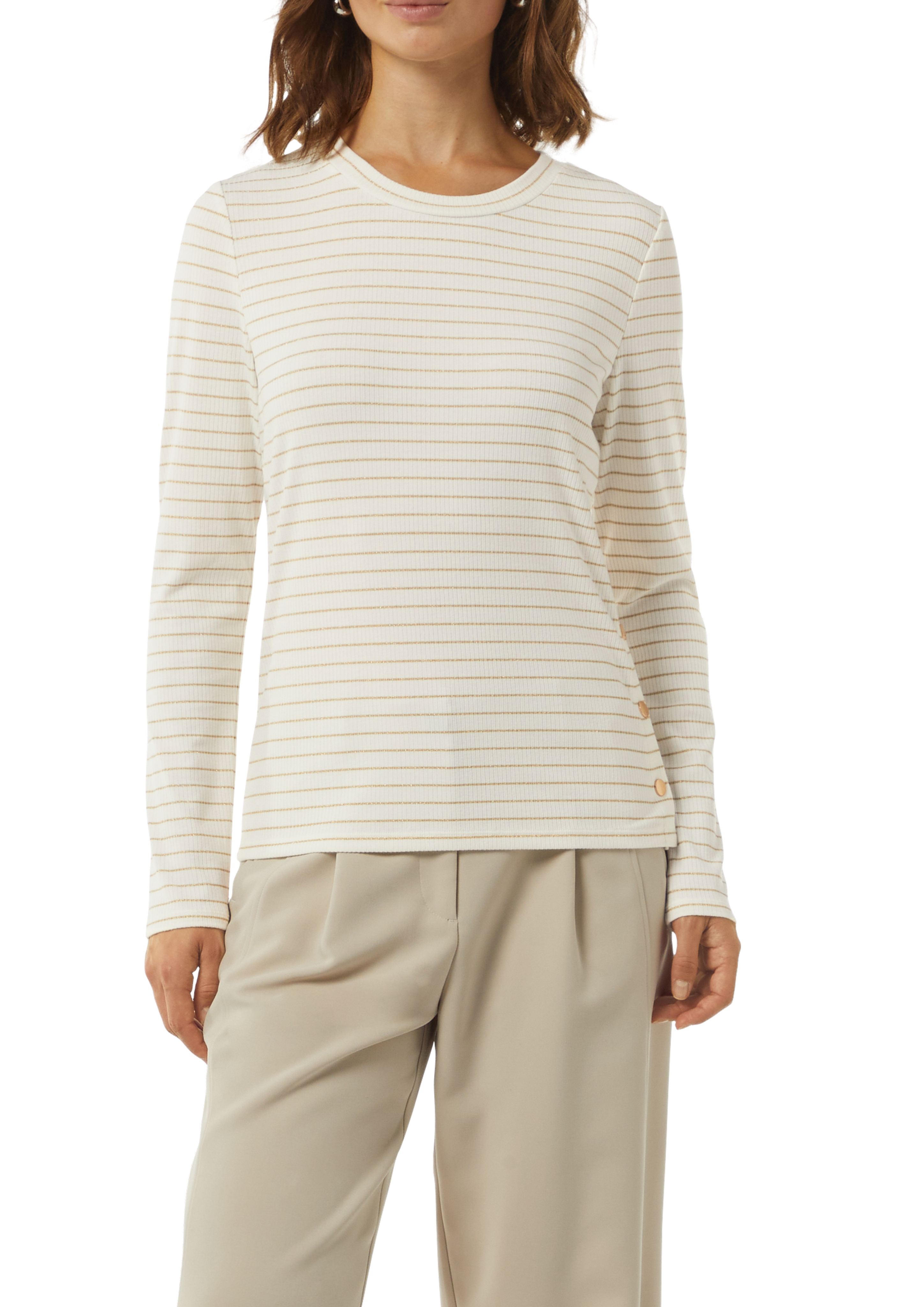 Long sleeve top with knit stripes in sparkly thread - Gold