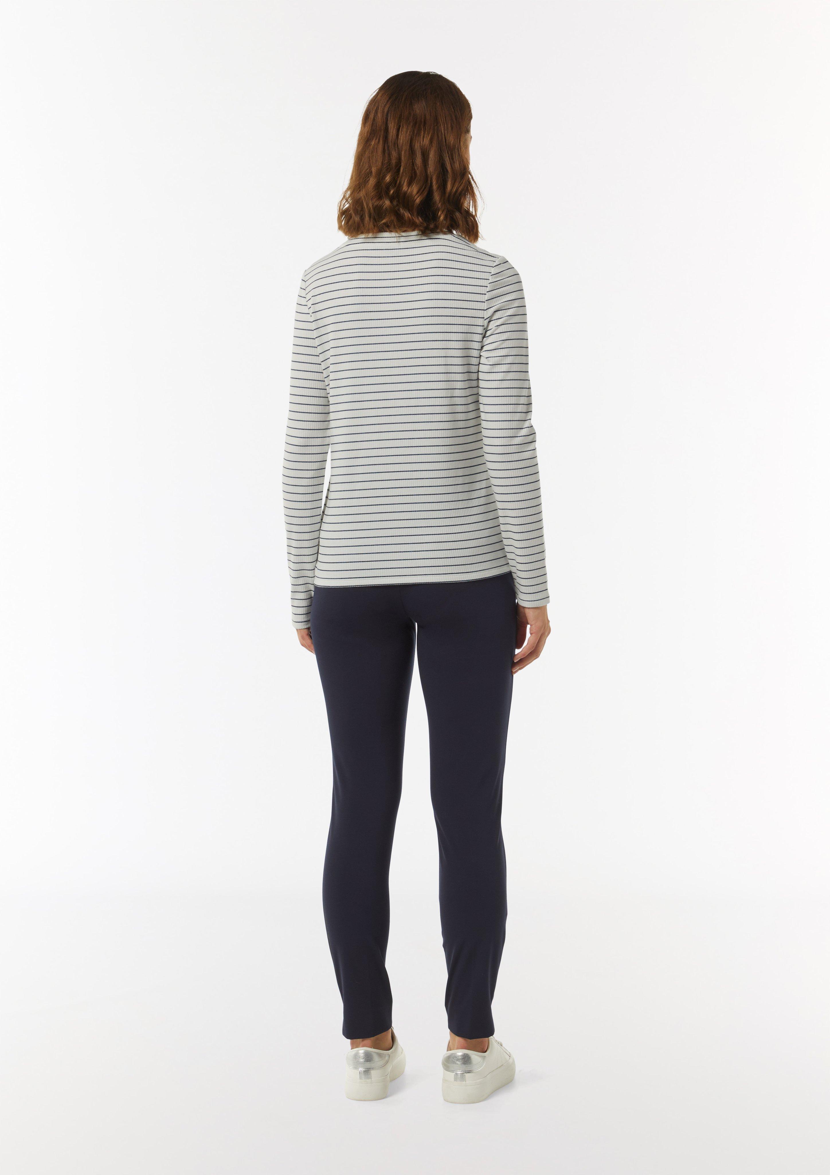 Long sleeve top with knit stripes in sparkly thread - navy Long sleeve top with knit stripes in sparkly thread - navy