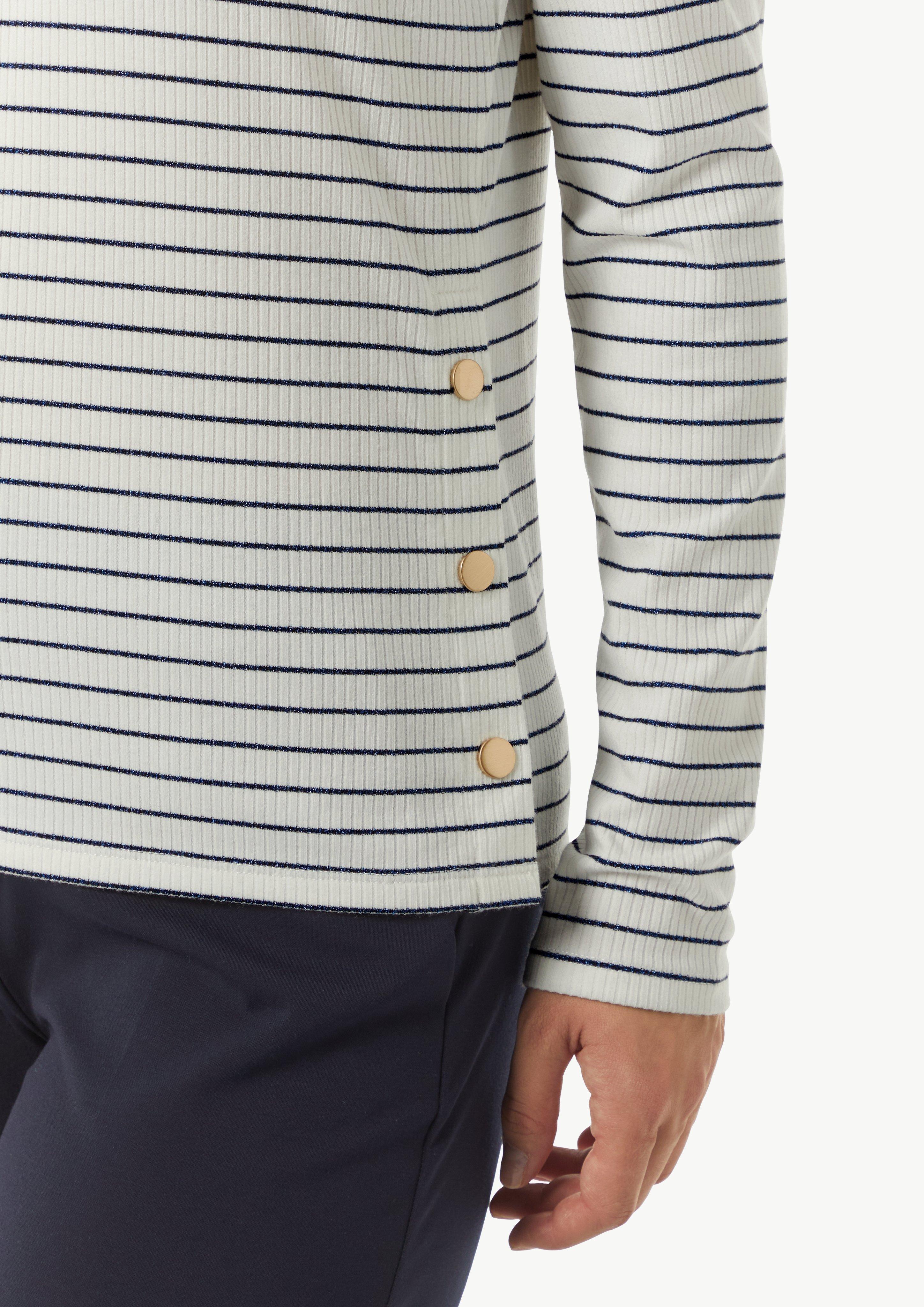 Long sleeve top with knit stripes in sparkly thread - navy Long sleeve top with knit stripes in sparkly thread - navy