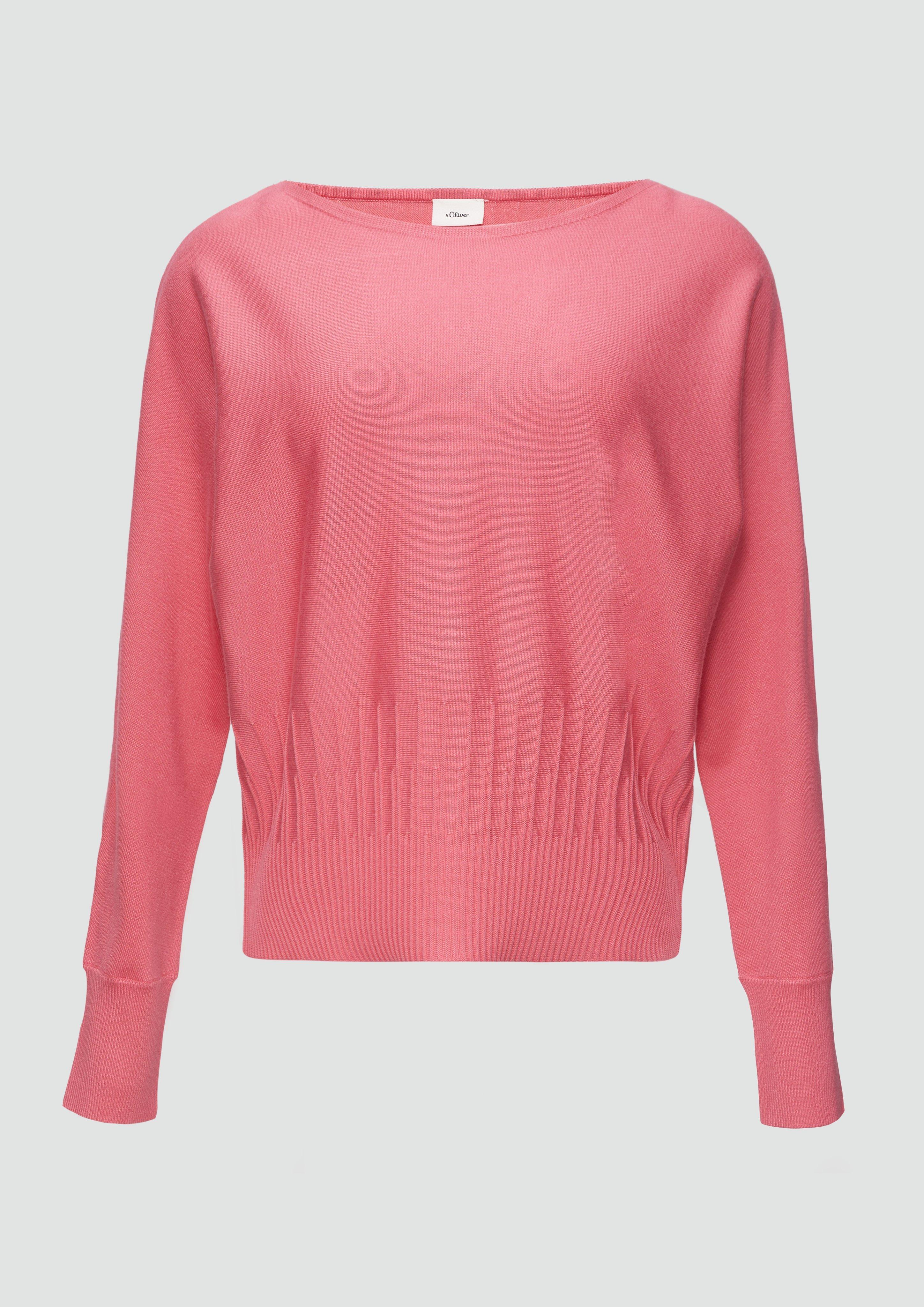 s.Oliver - Strickpullover mit Strukturmuster am Saum, Damen, Rosa