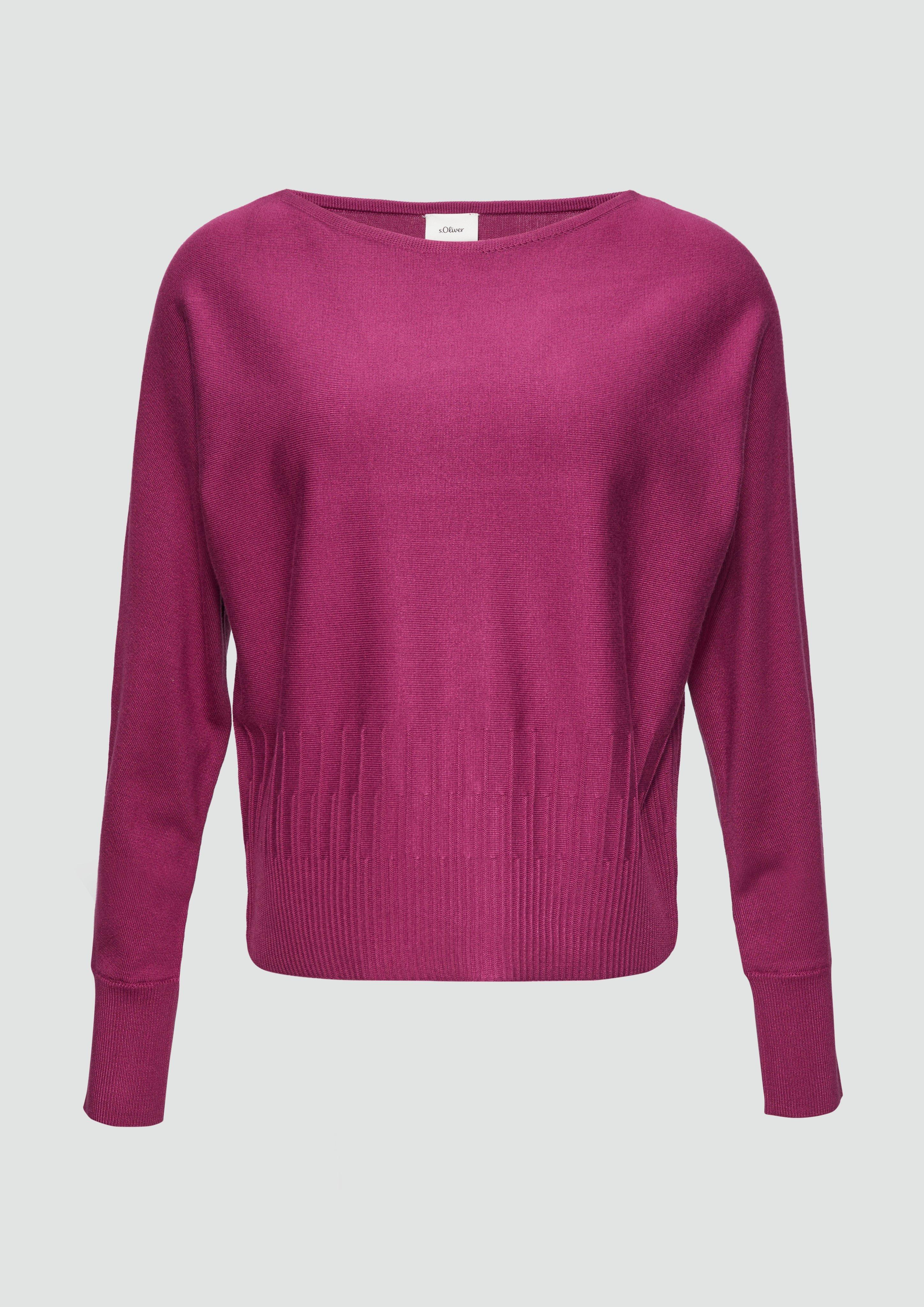 s.Oliver - Strickpullover mit Strukturmuster am Saum, Damen, Rosa