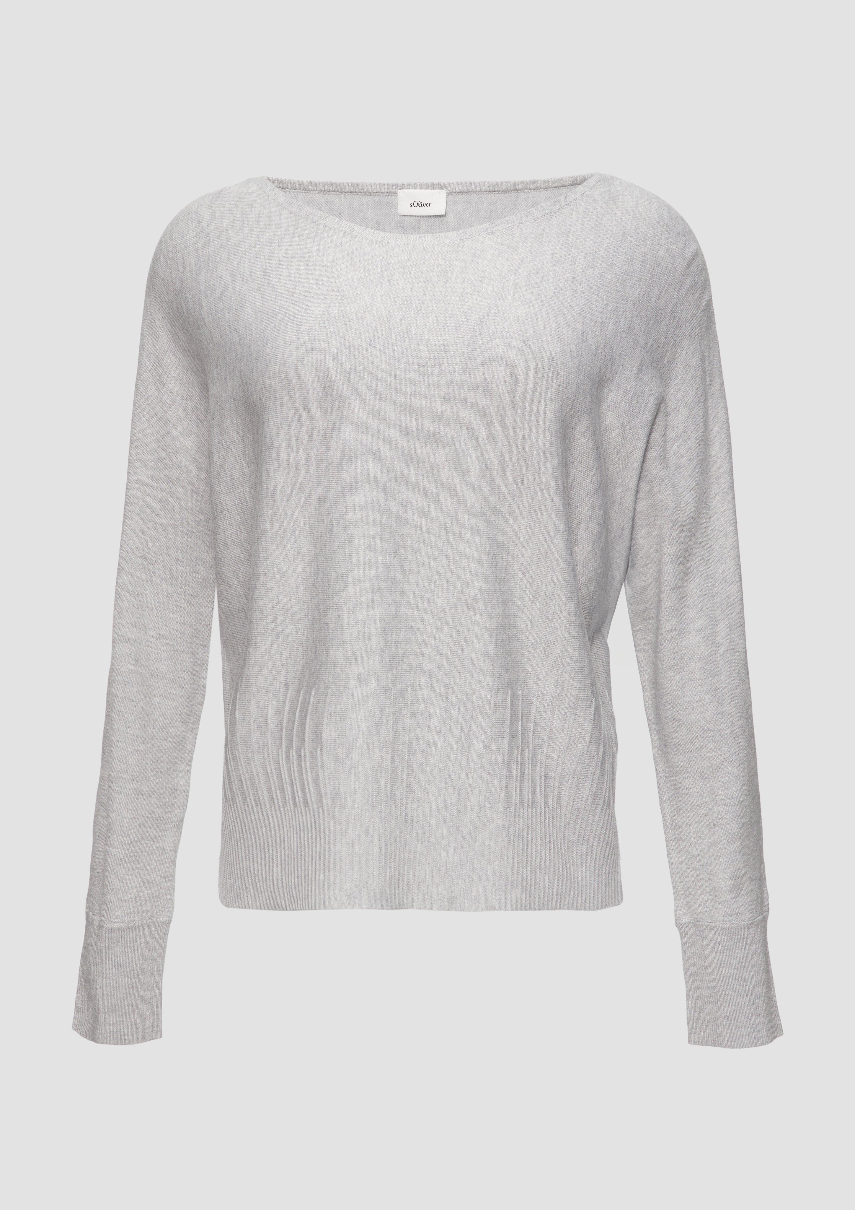 s.Oliver - Strickpullover mit Strukturmuster am Saum, Damen, grau