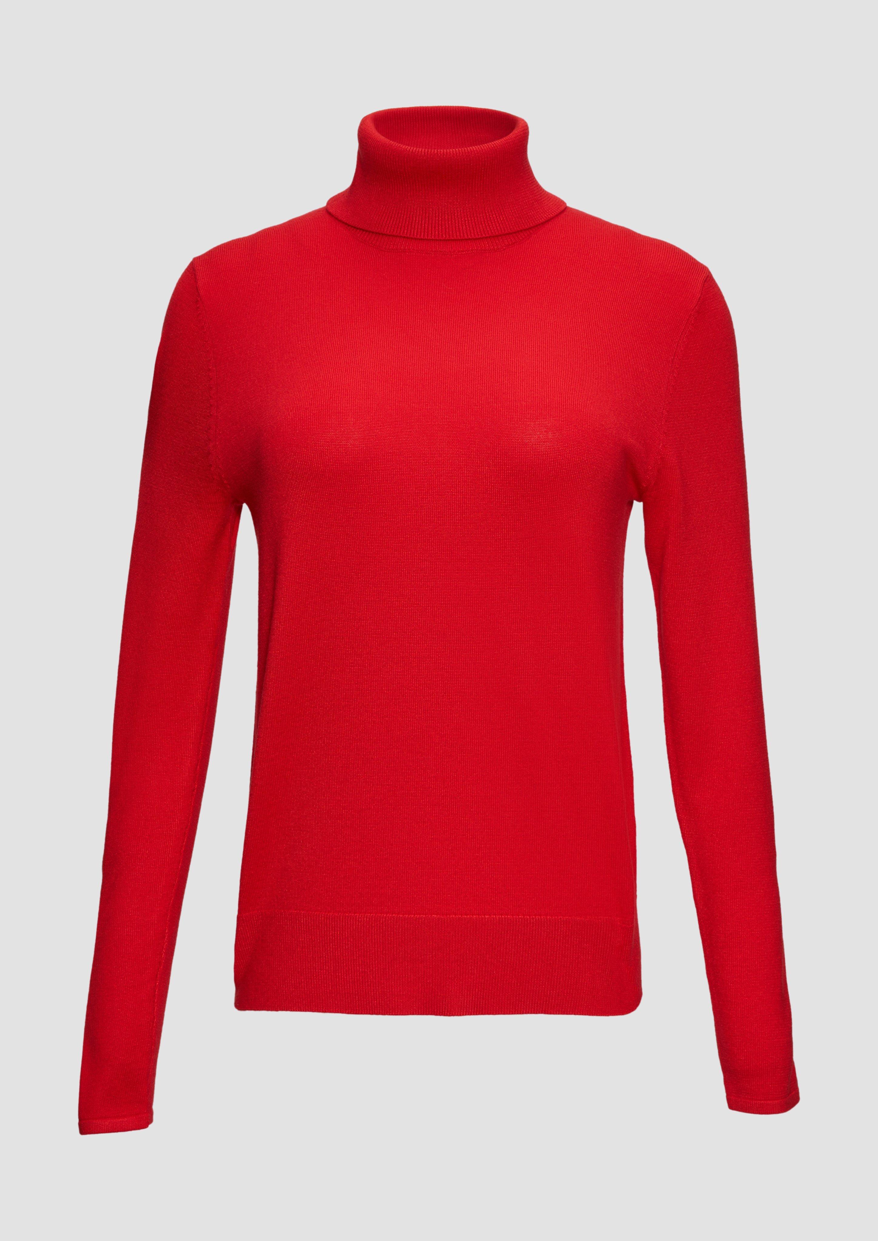 s.Oliver - Feiner Rollkragenpullover mit Ajour-Details, Damen, rot