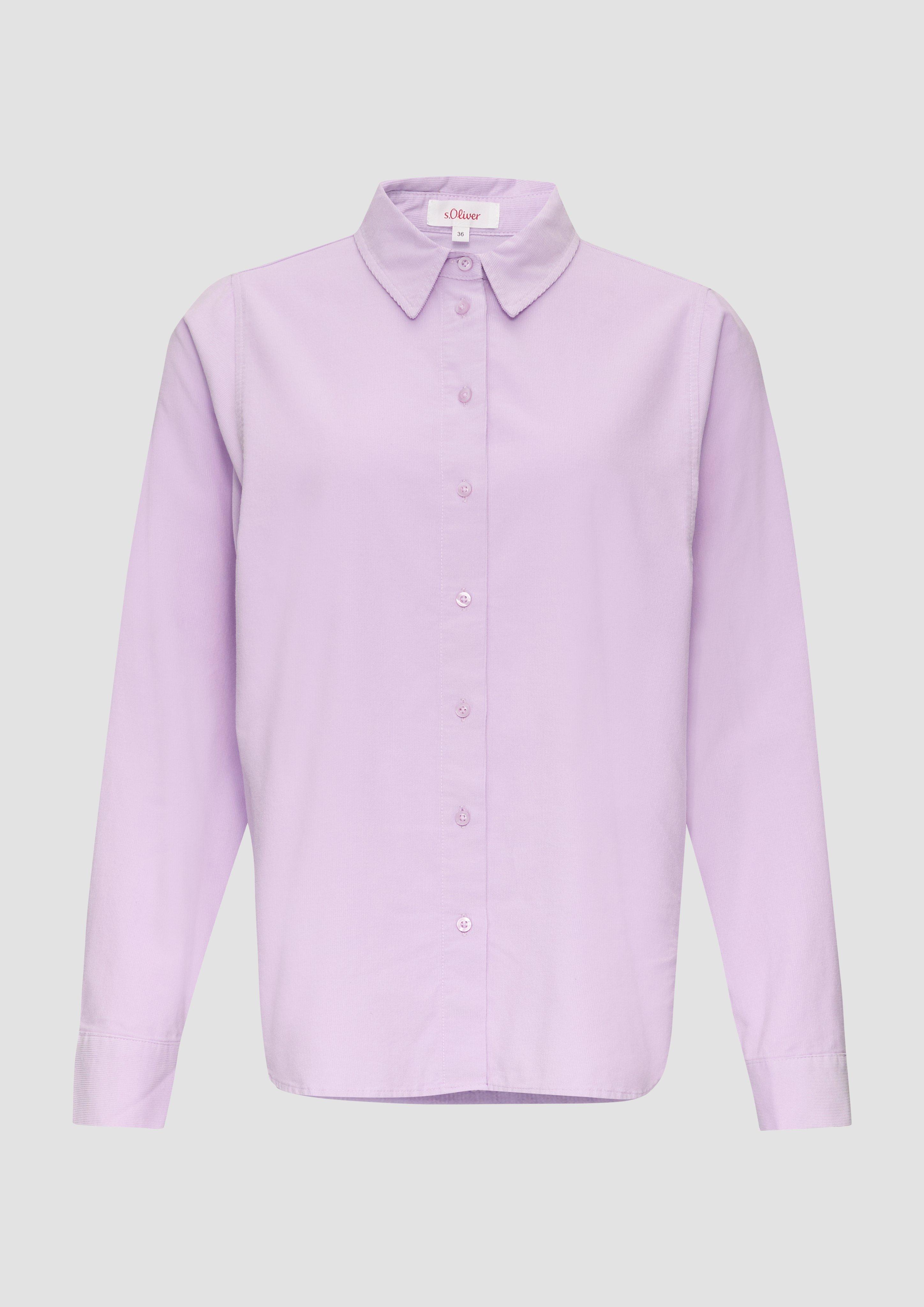 s.Oliver - Cordbluse im Relaxed Fit mit Naht-Details, Damen, lila