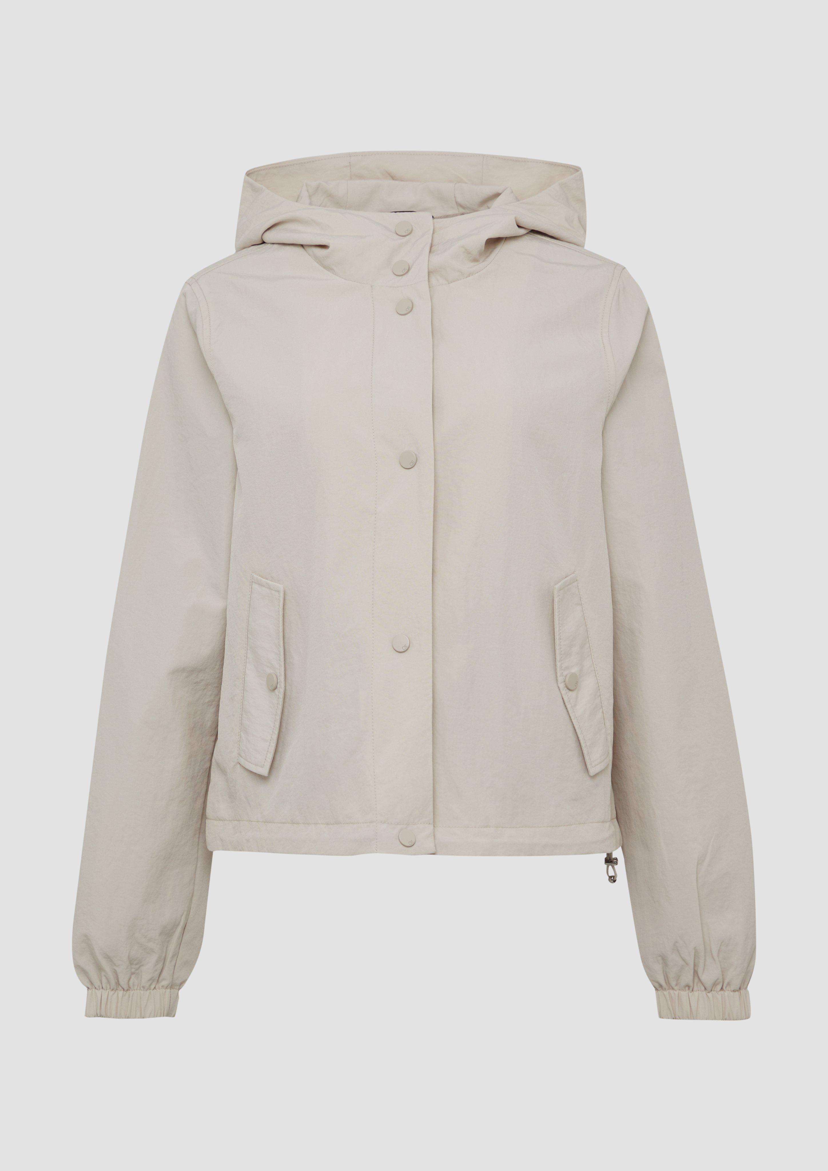QS - Nylon-Jacke mit Kapuze und verstellbarem Saum, Damen, creme
