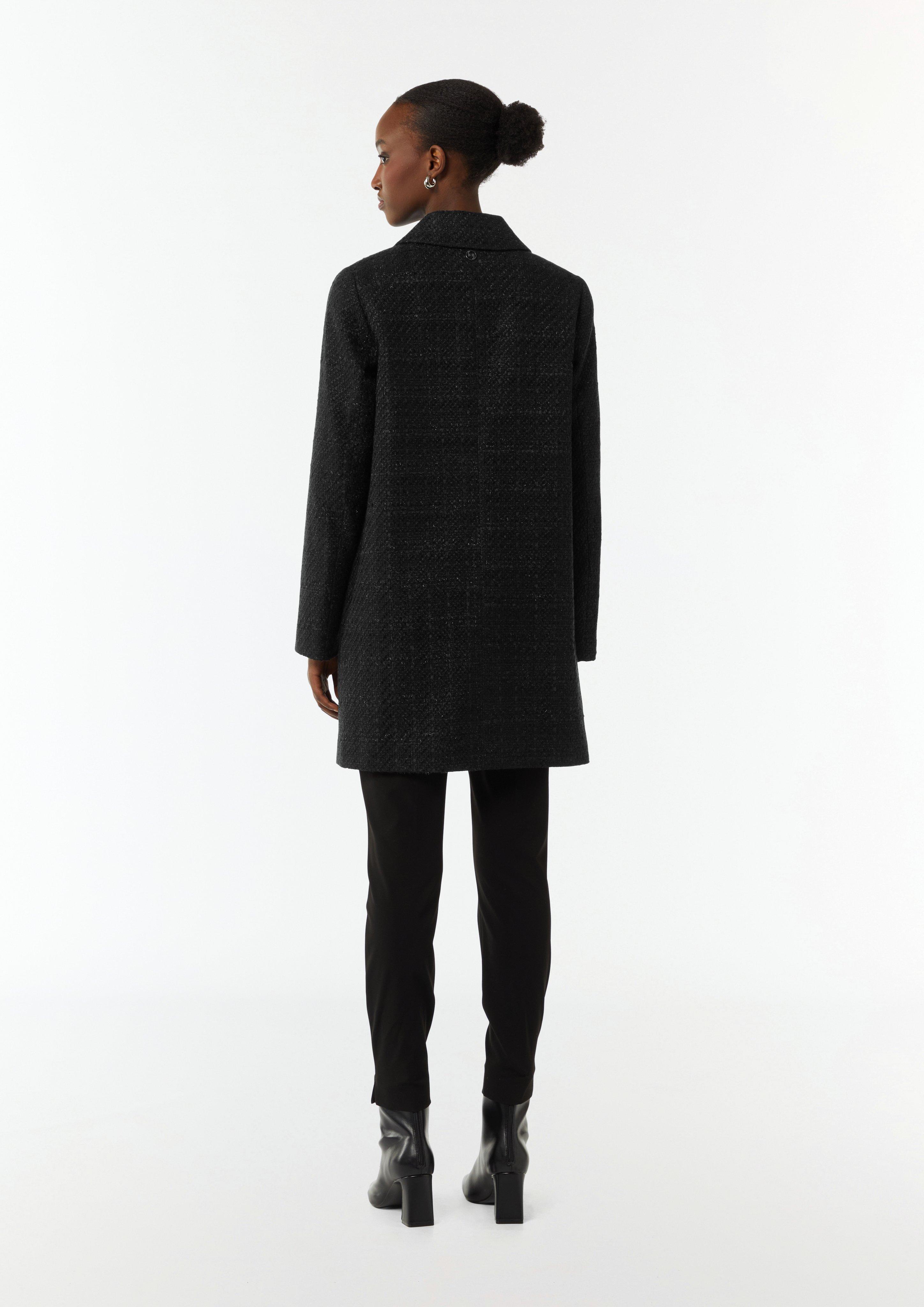 Tweed coat with shimmering yarn - Black | SCAYLE