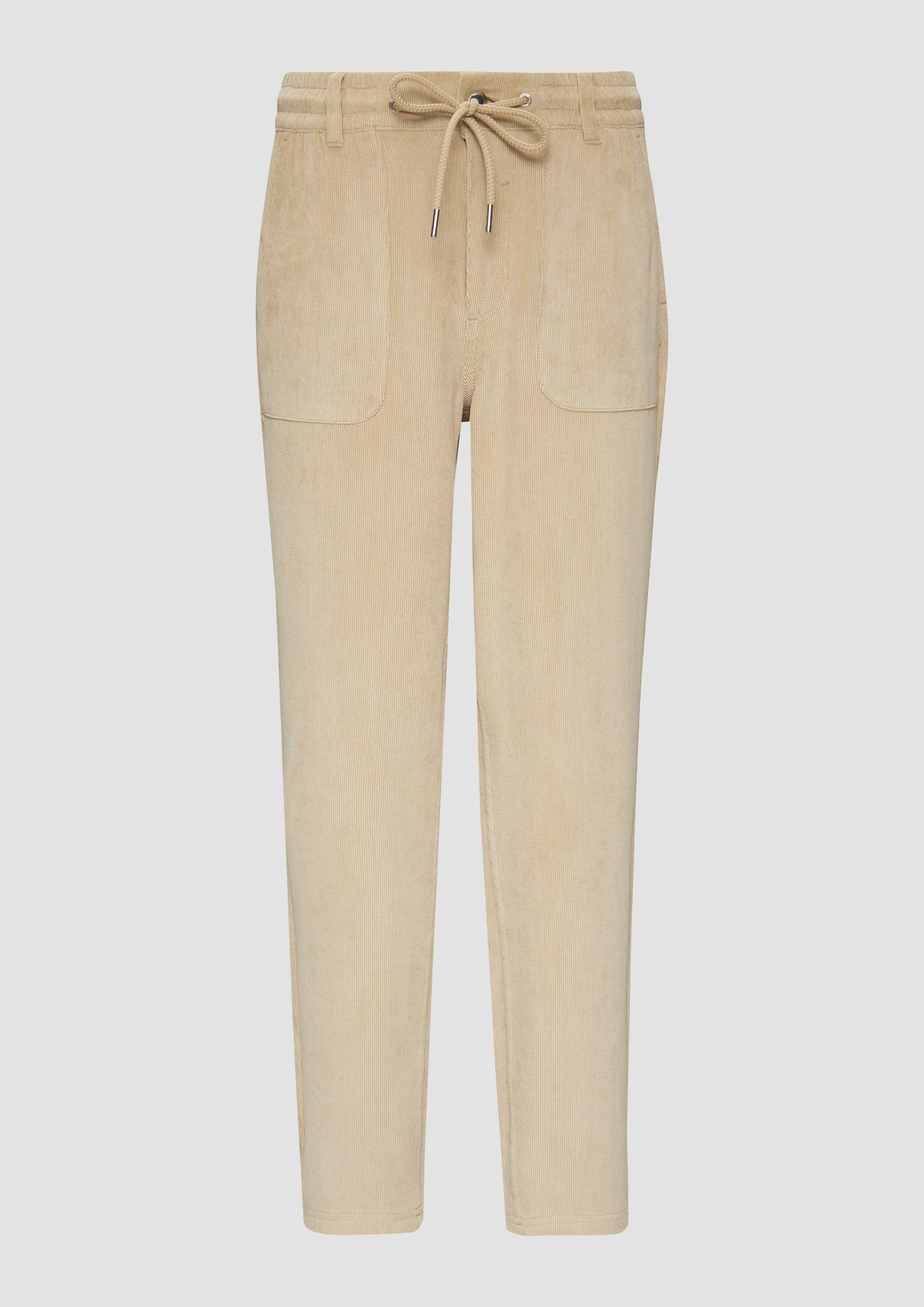 Thumbnail - s.Oliver - Fließende Jogpants aus Feincord, Damen, Beige