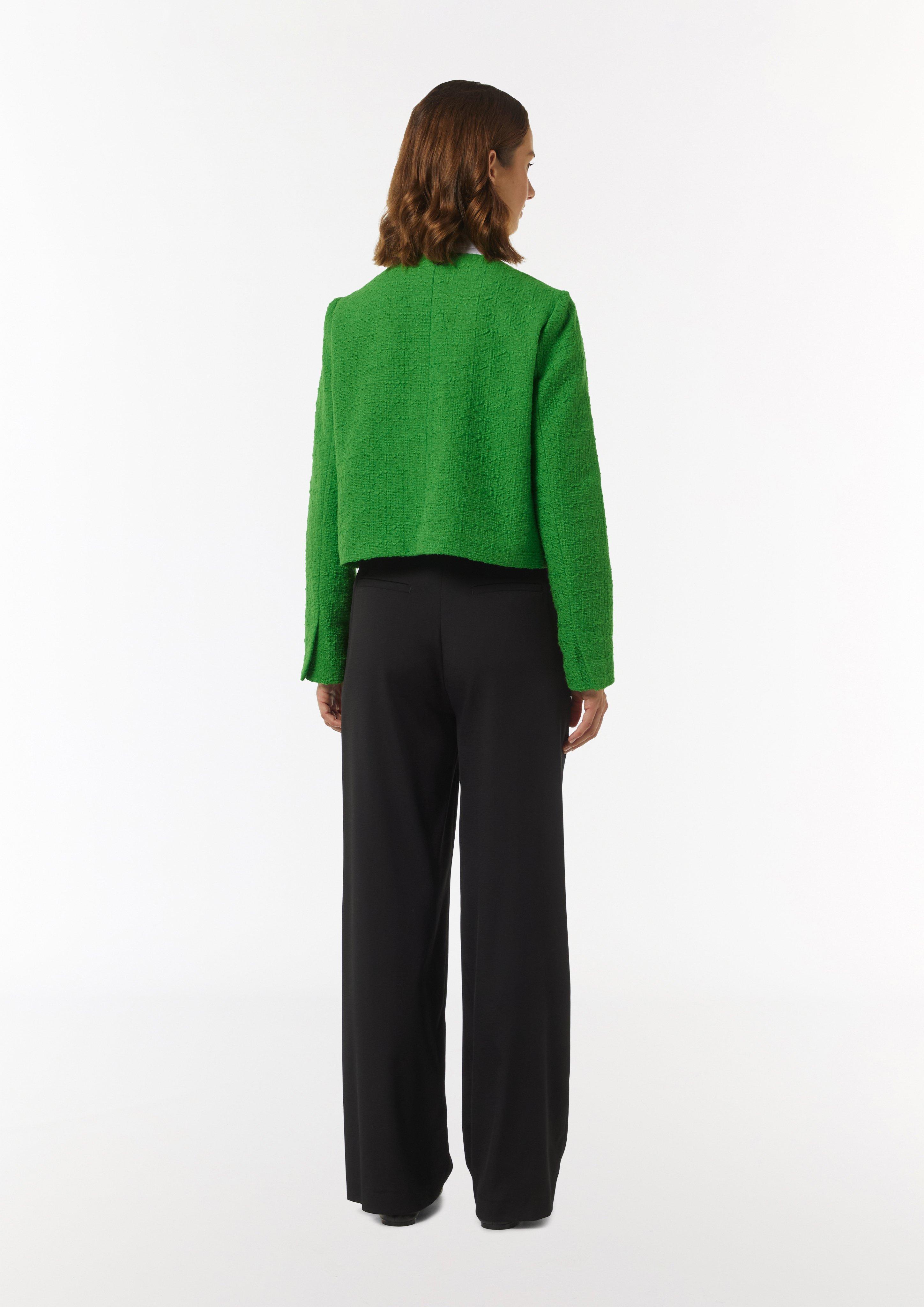 Short cotton bouclé jacket - pale green | Comma Short cotton bouclé jacket - pale green | Comma