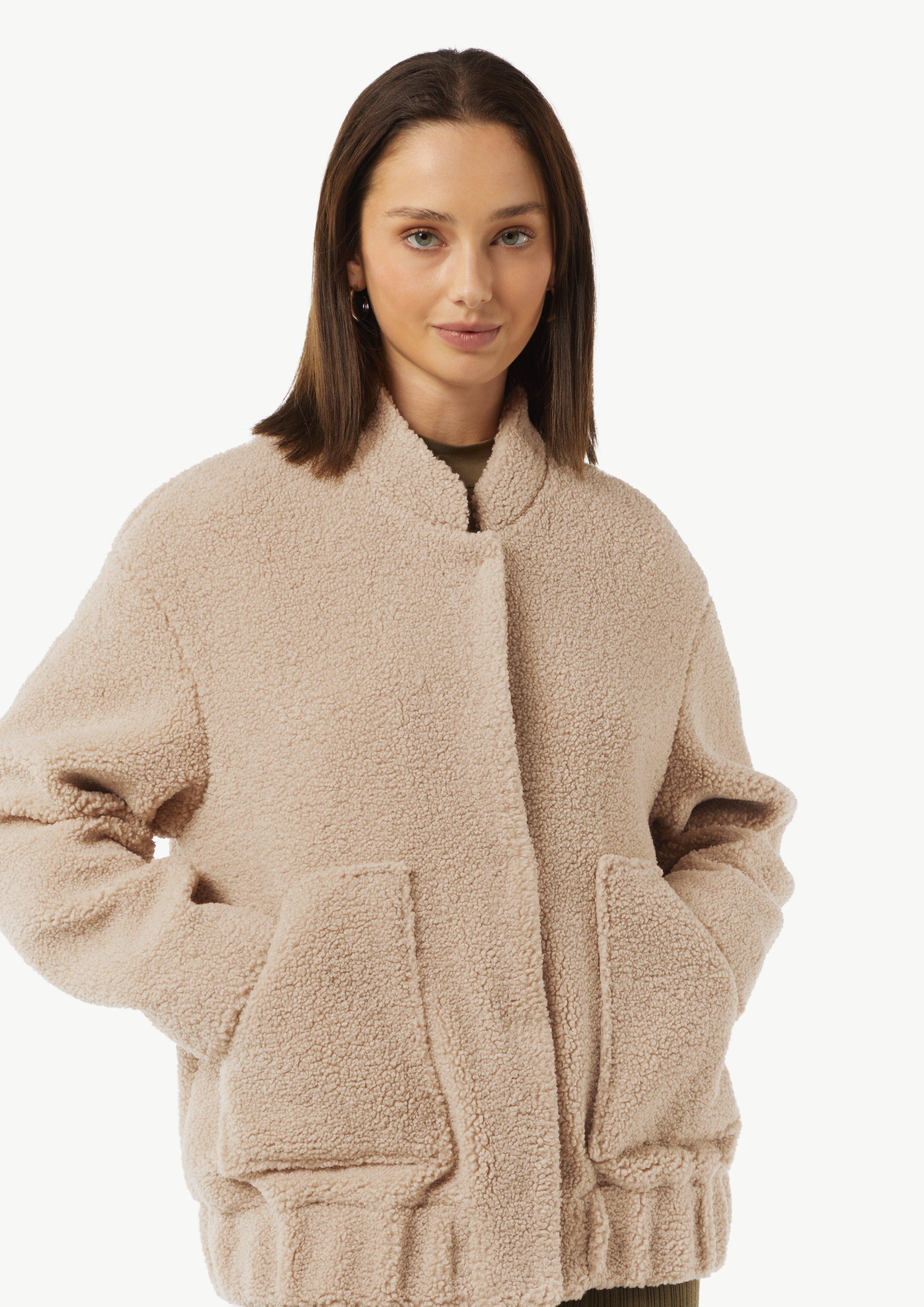 Oversized plush bomber jacket - sandstone | Comma Oversized plush bomber jacket - sandstone | Comma