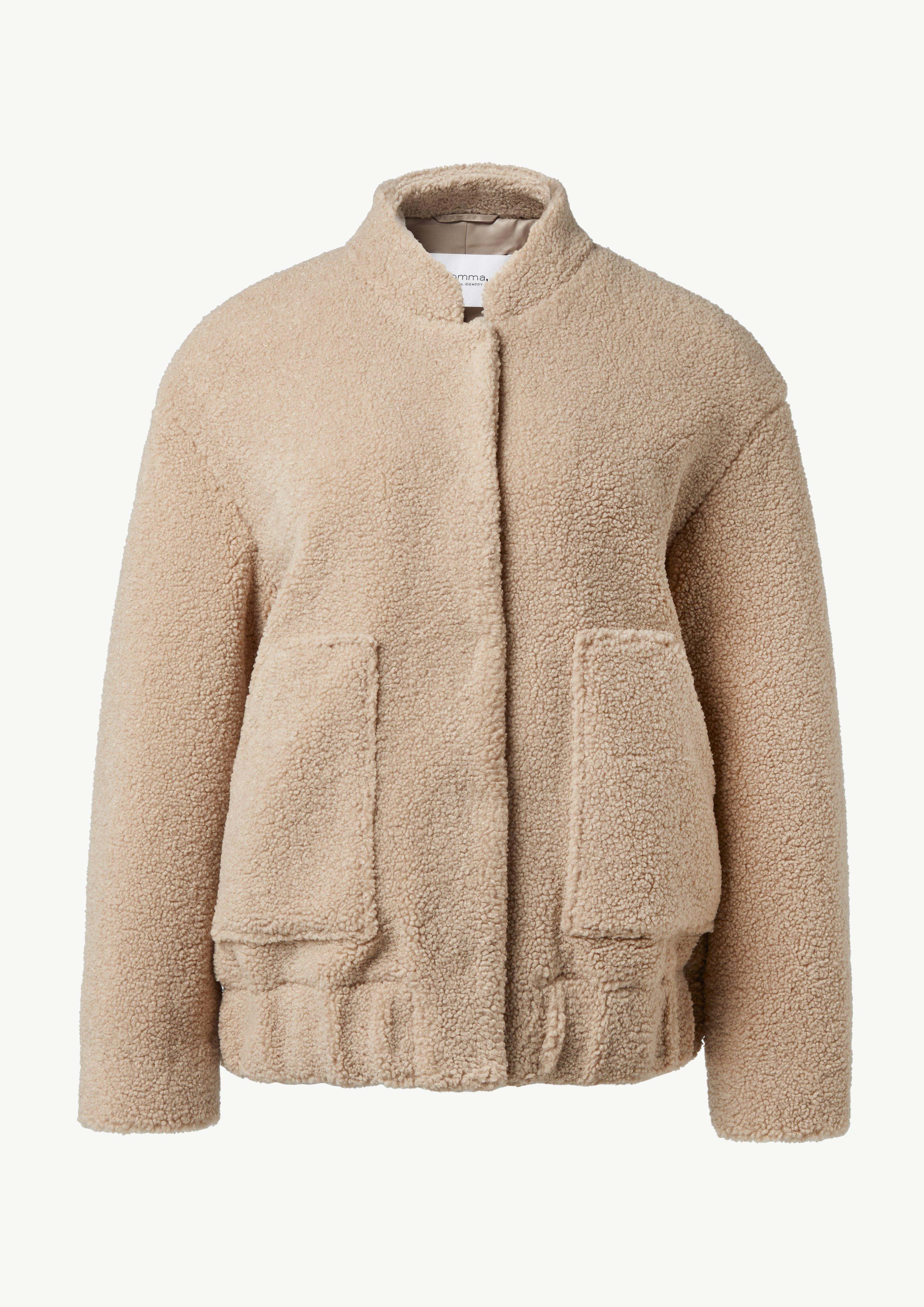 Oversized plush bomber jacket - sandstone | Comma Oversized plush bomber jacket - sandstone | Comma