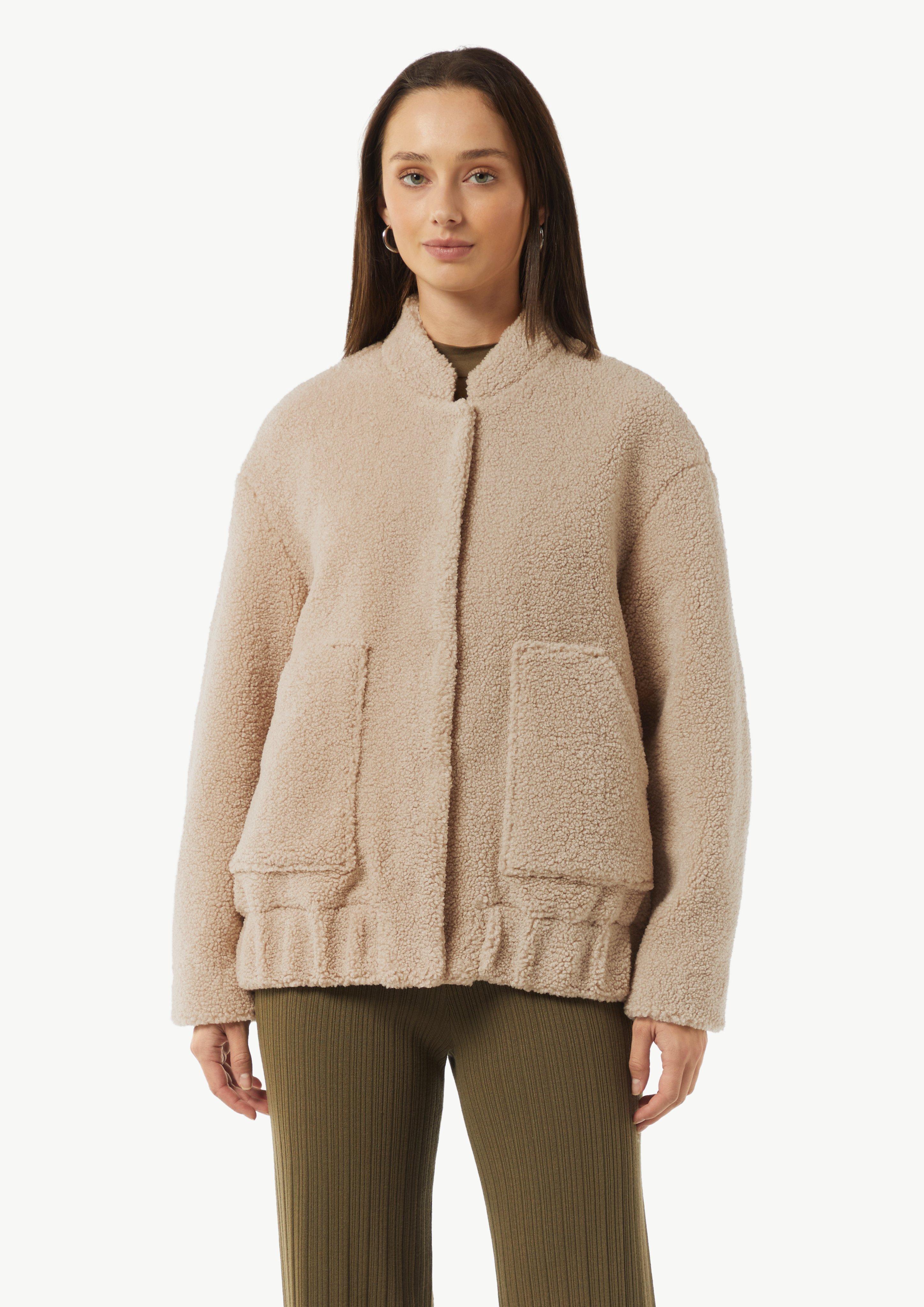 Oversized plush bomber jacket - sandstone | Comma Oversized plush bomber jacket - sandstone | Comma