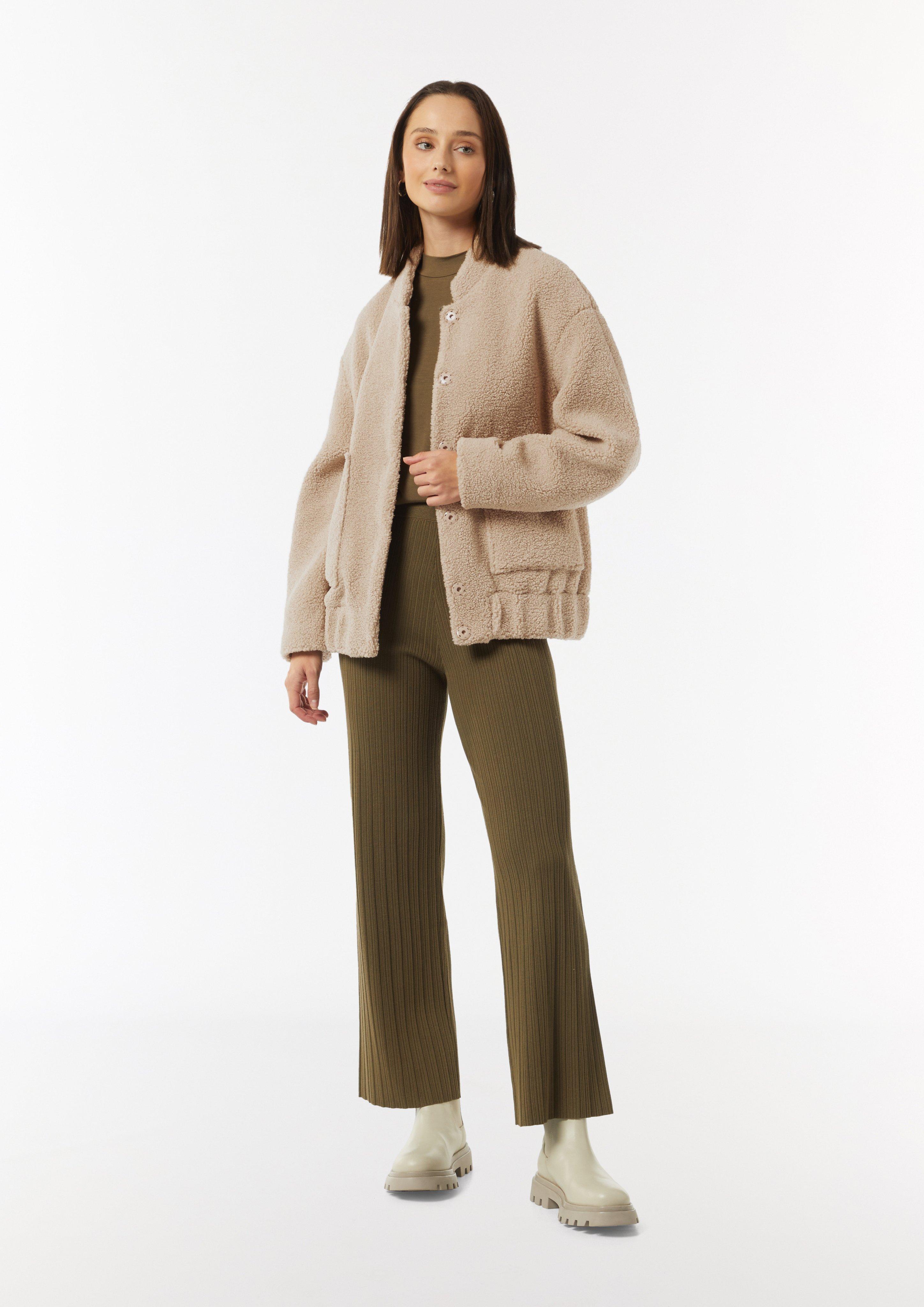 Oversized plush bomber jacket - sandstone | Comma Oversized plush bomber jacket - sandstone | Comma