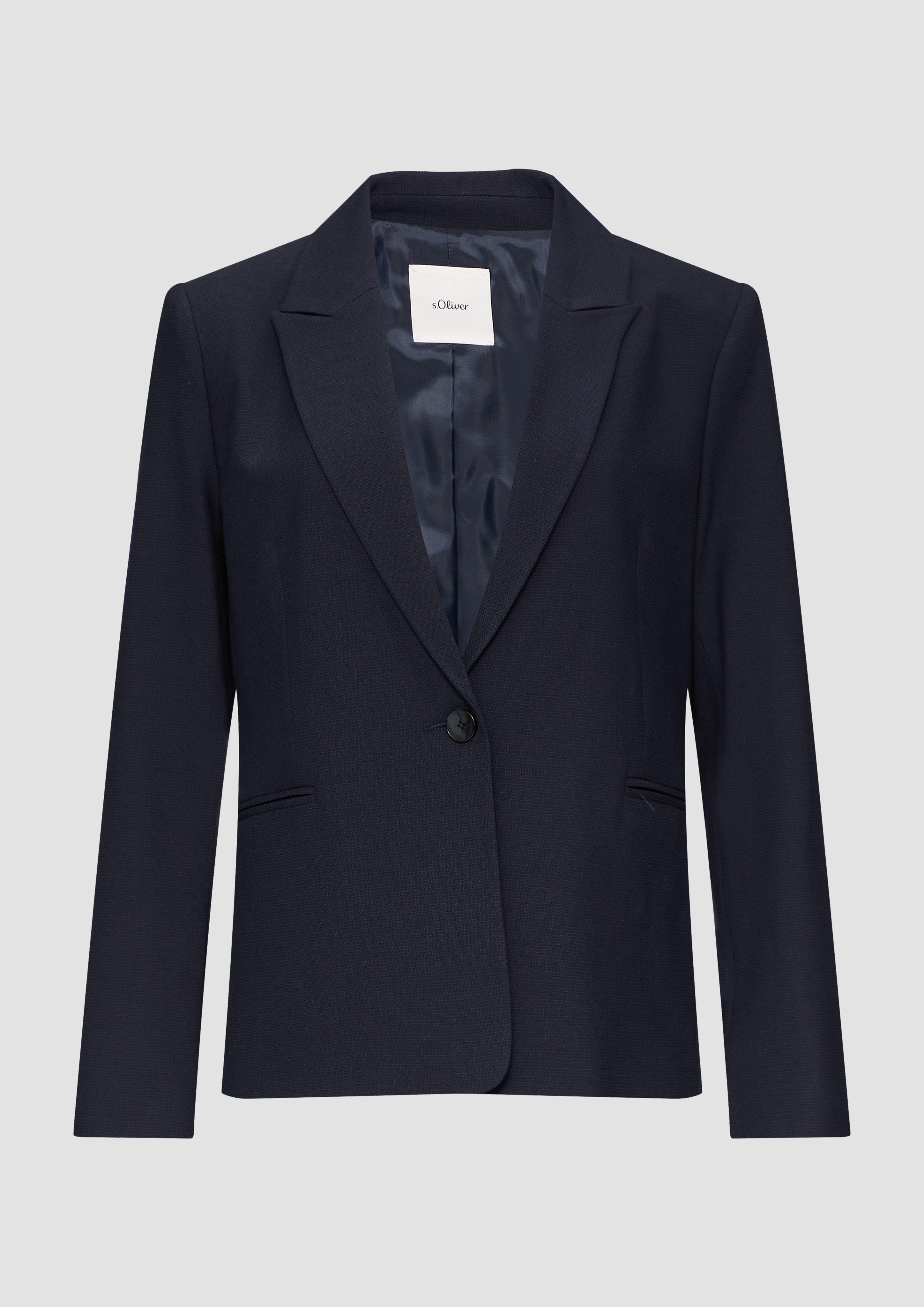 s.Oliver - Taillierter Blazer mit Waffelpiqué-Struktur, Damen, blau