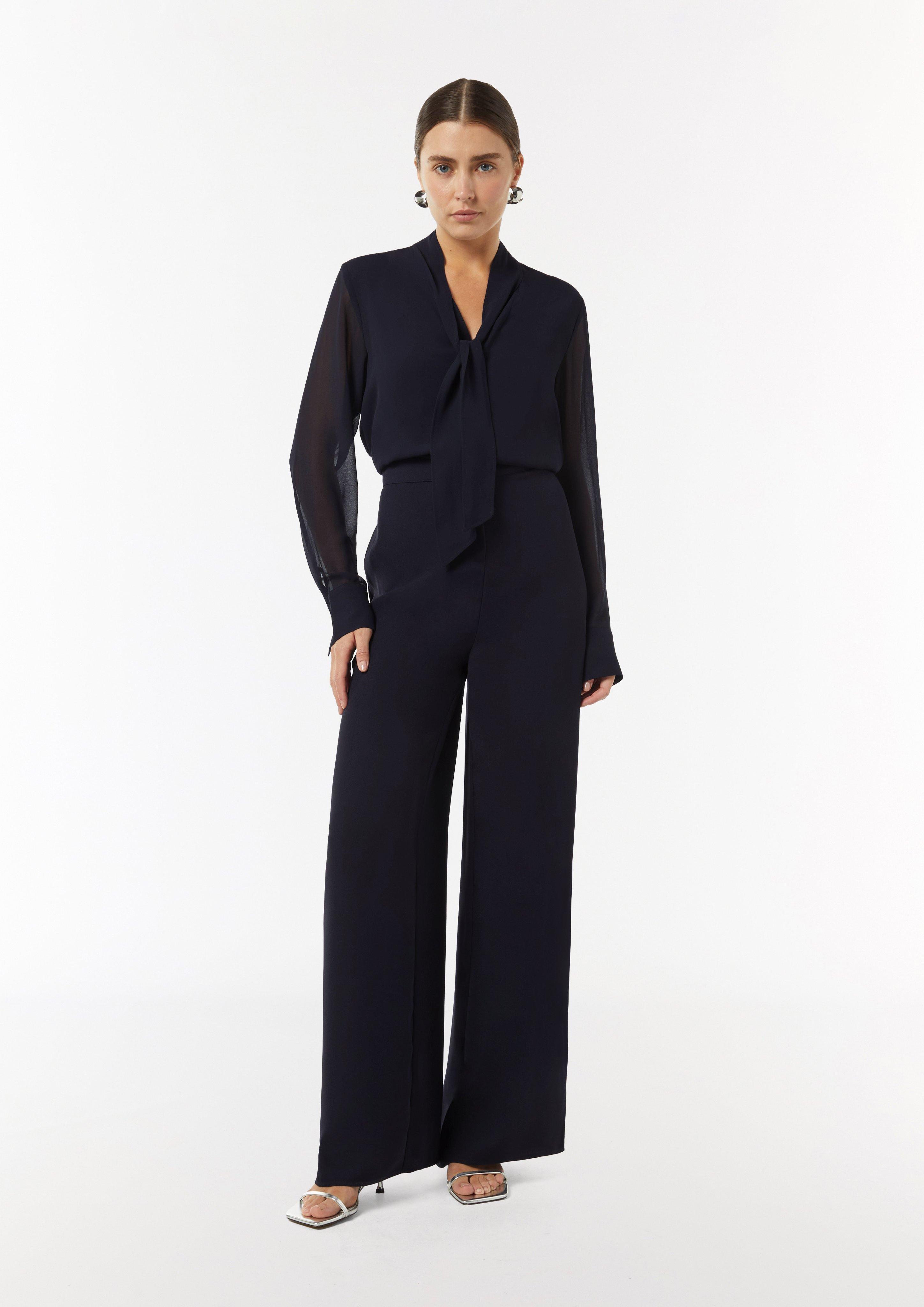 Eleganter Jumpsuit im Fabricmix - navy | Comma