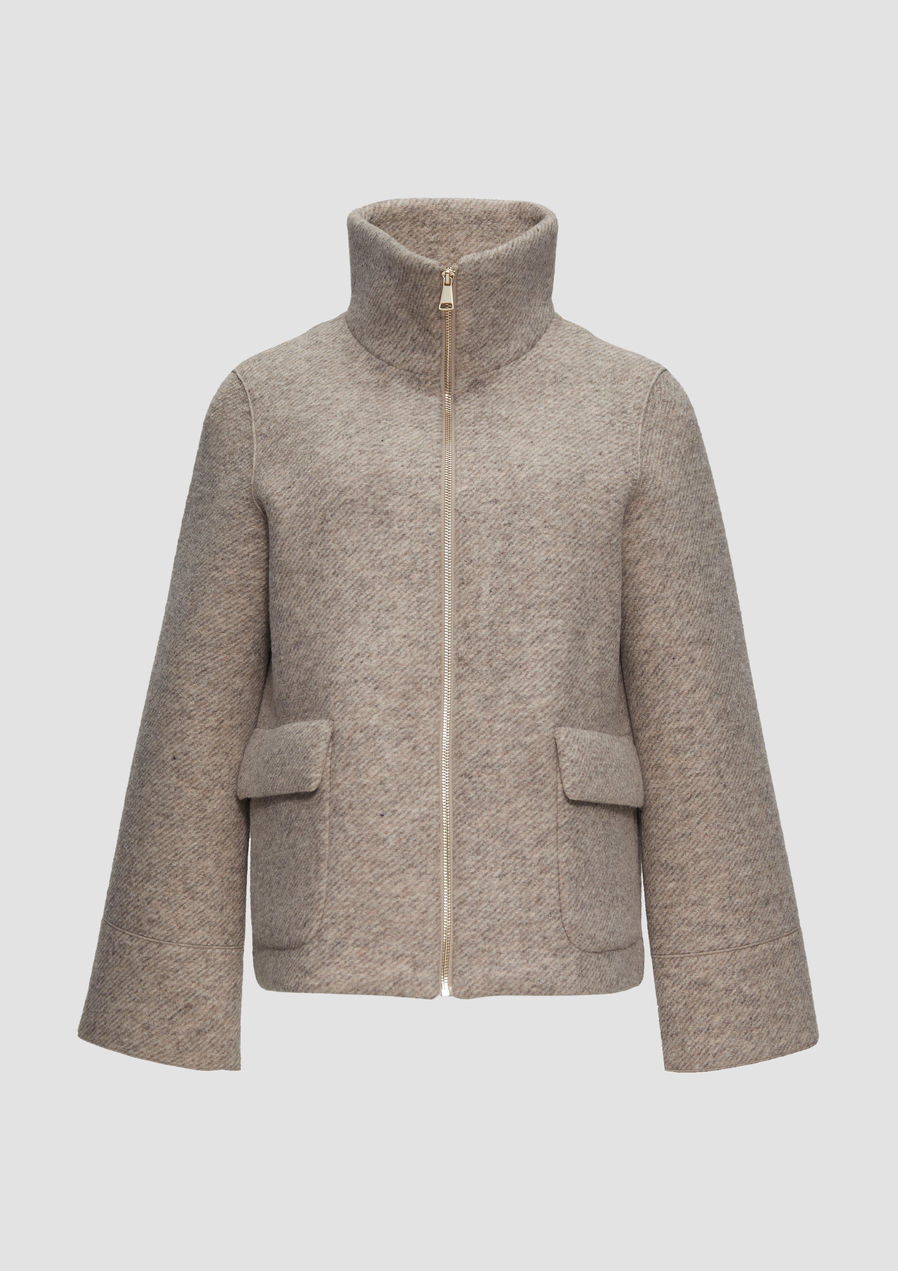 s.Oliver - Wollmix-Jacke mit weiten Ärmeln, Damen, Beige