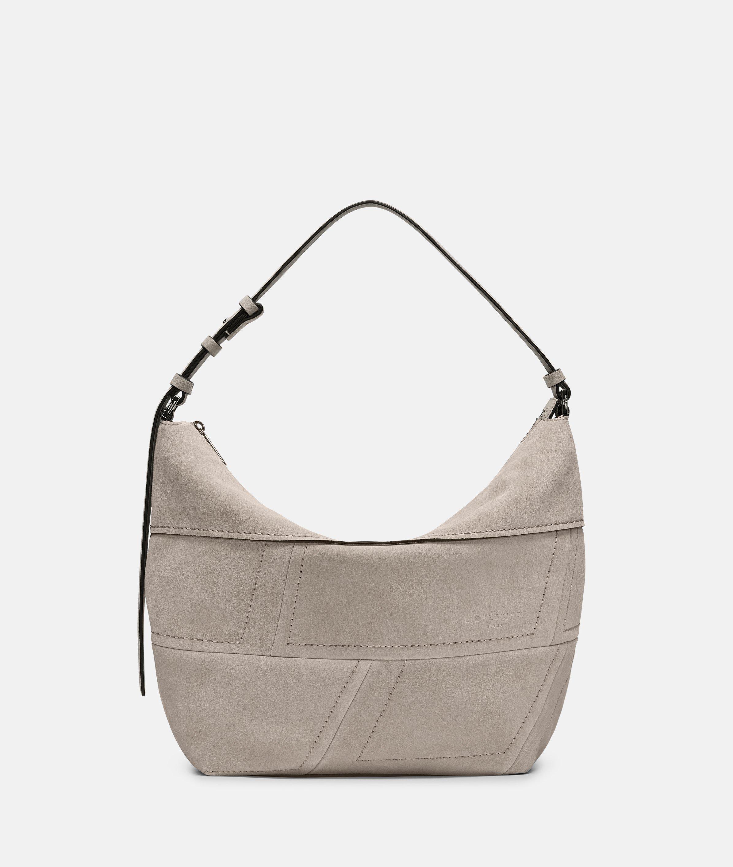 Liebeskind Berlin - Geräumige Hobo-Bag im Materialmix aus weichem Velours- und Glattleder -  Beige