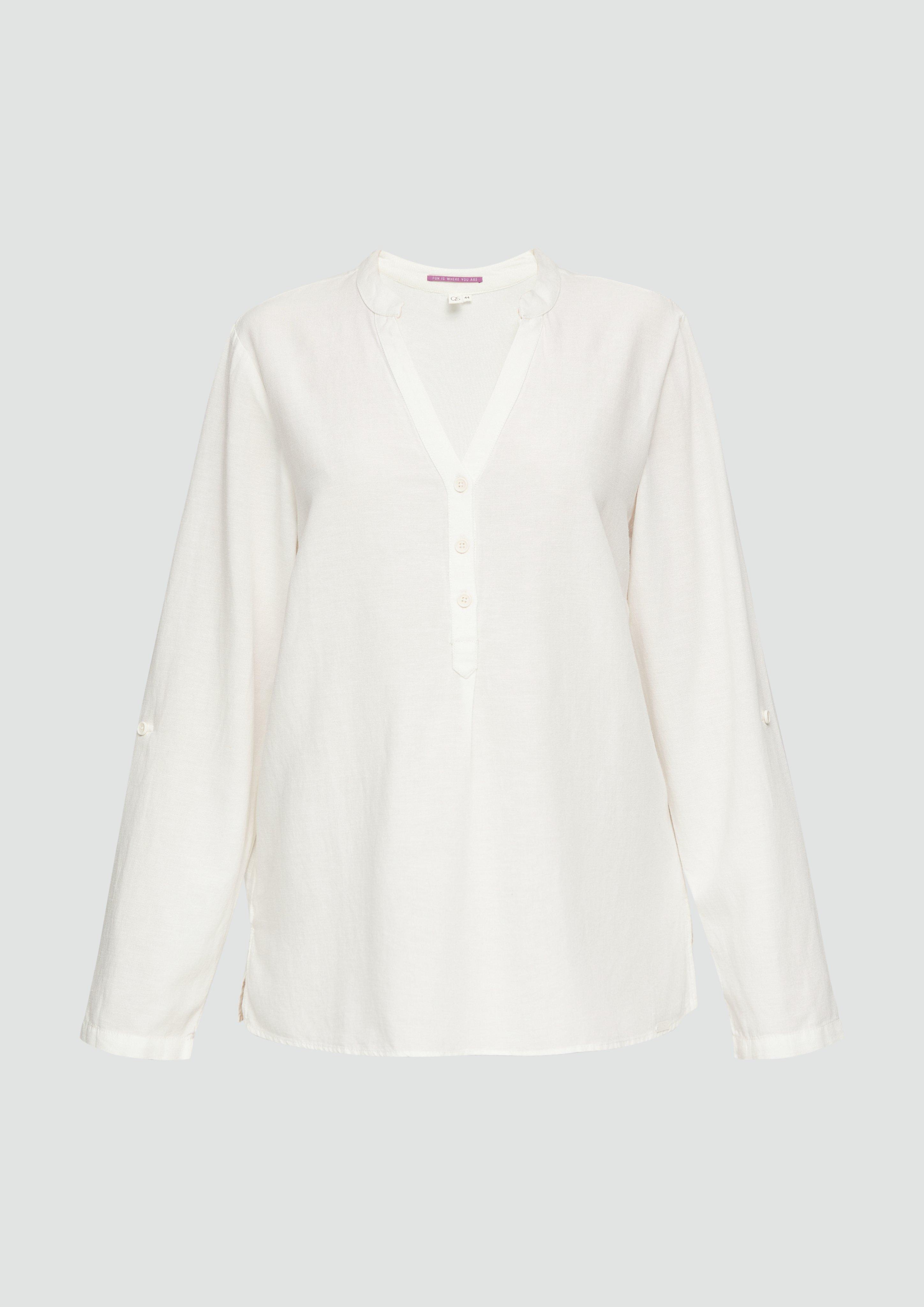 Thumbnail - QS - Bluse mit Stehkragen und Knopfleiste, Damen, creme