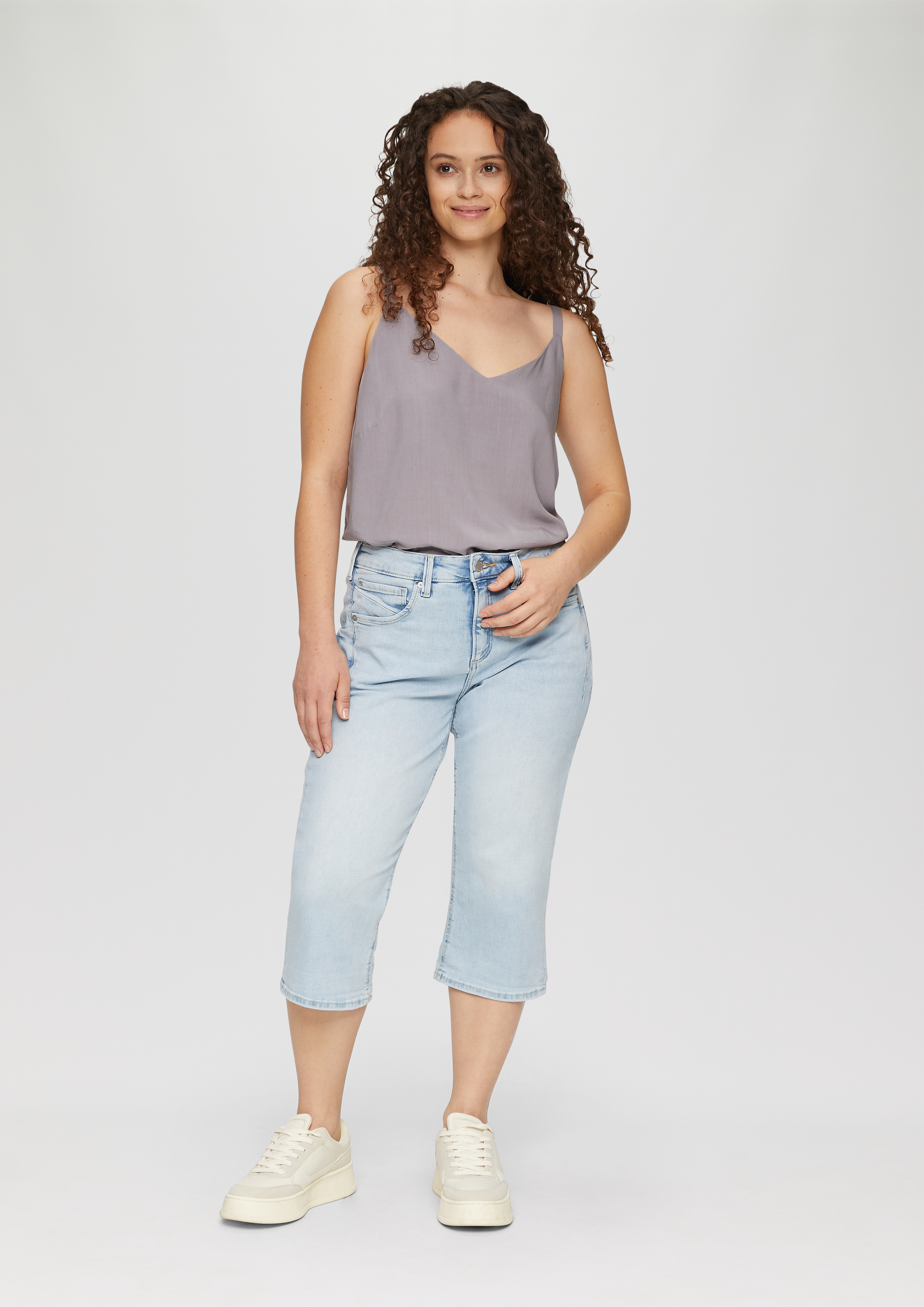 S.Oliver Capri-Jeans / Mid Rise / Slim Leg / Seitliche Ziernähte