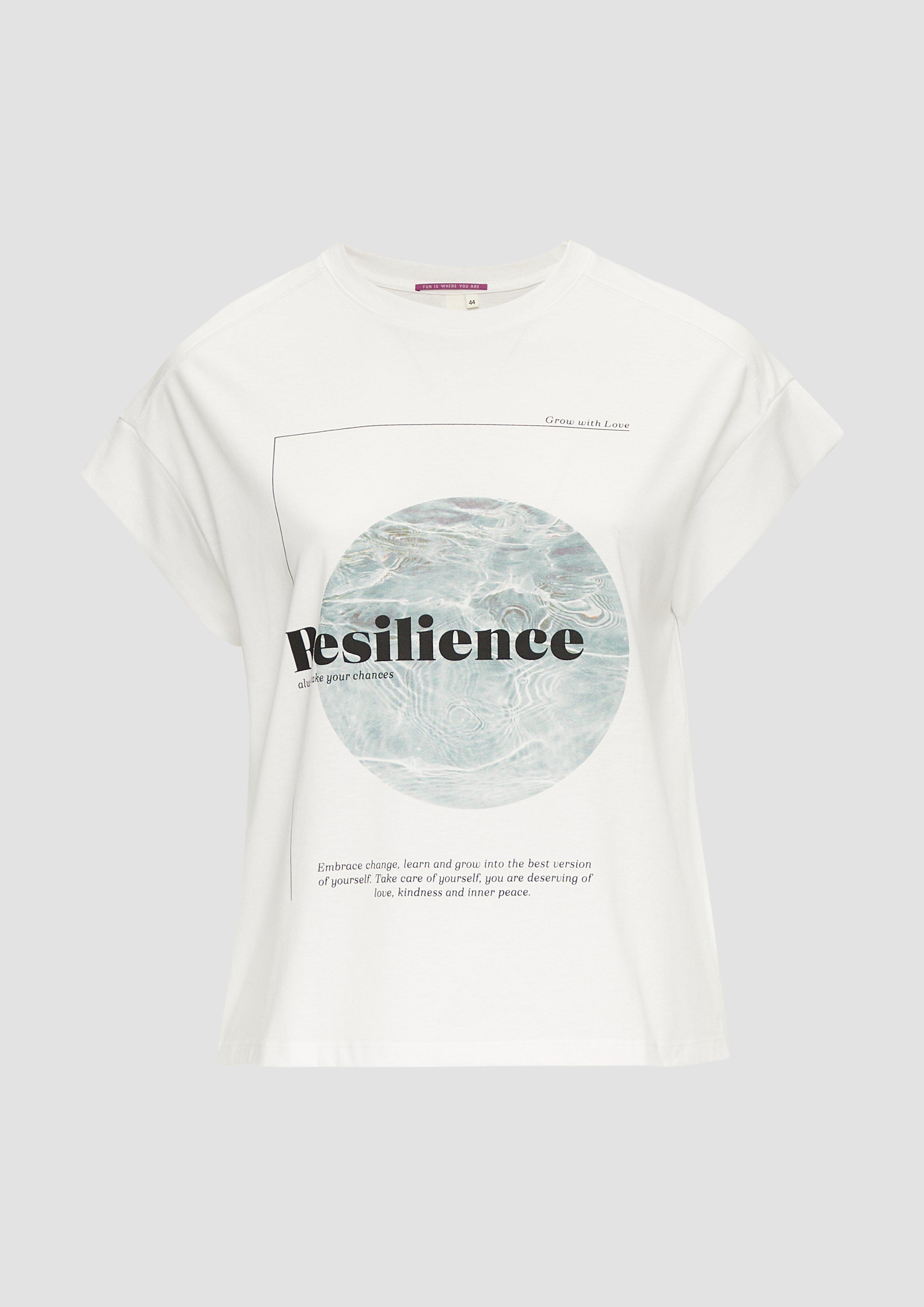 Thumbnail - QS - Ärmelloses Shirt mit Artwork und Rippblende, Damen, weiß