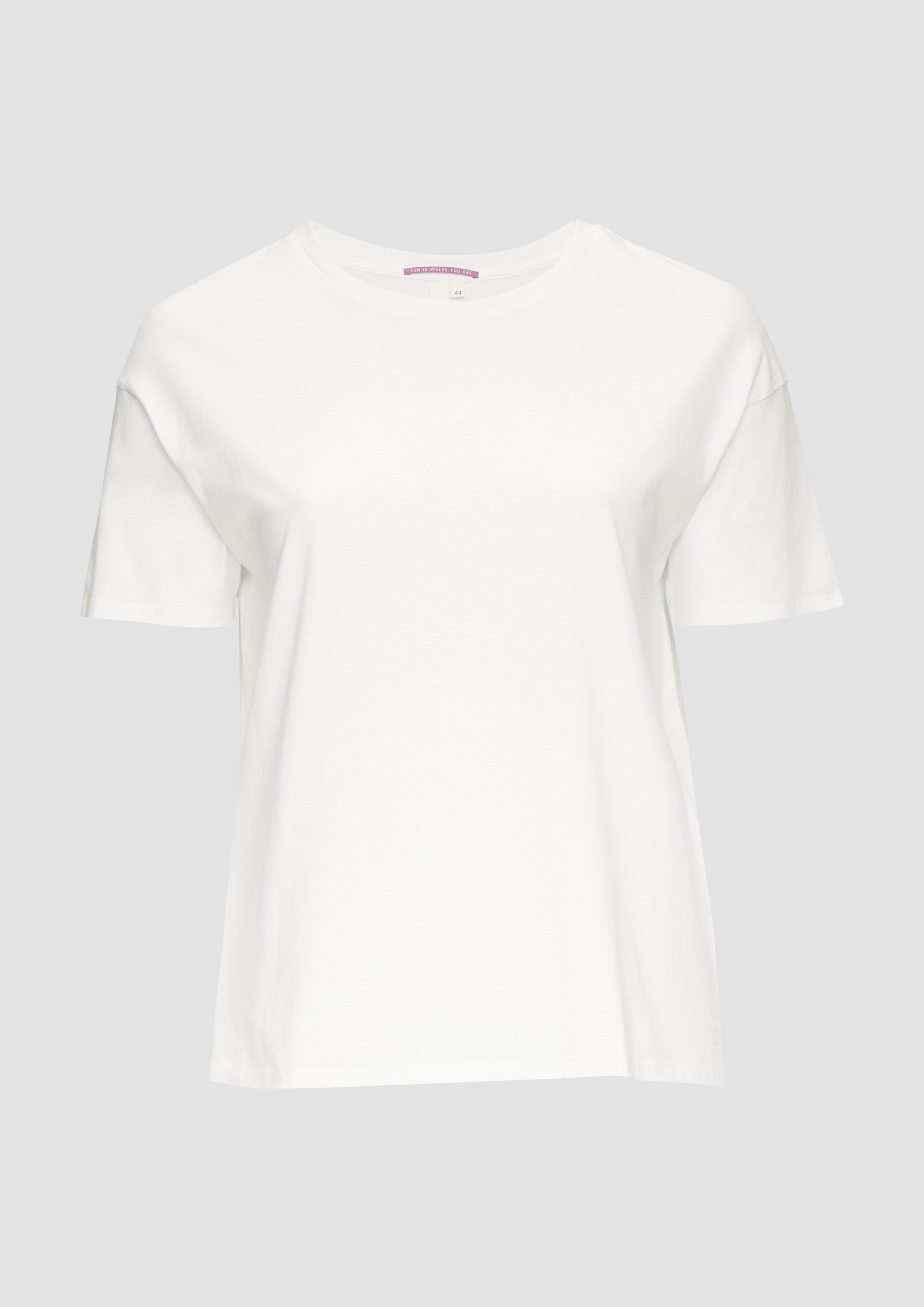 QS - T-Shirt aus reiner Baumwolle, Damen, weiß