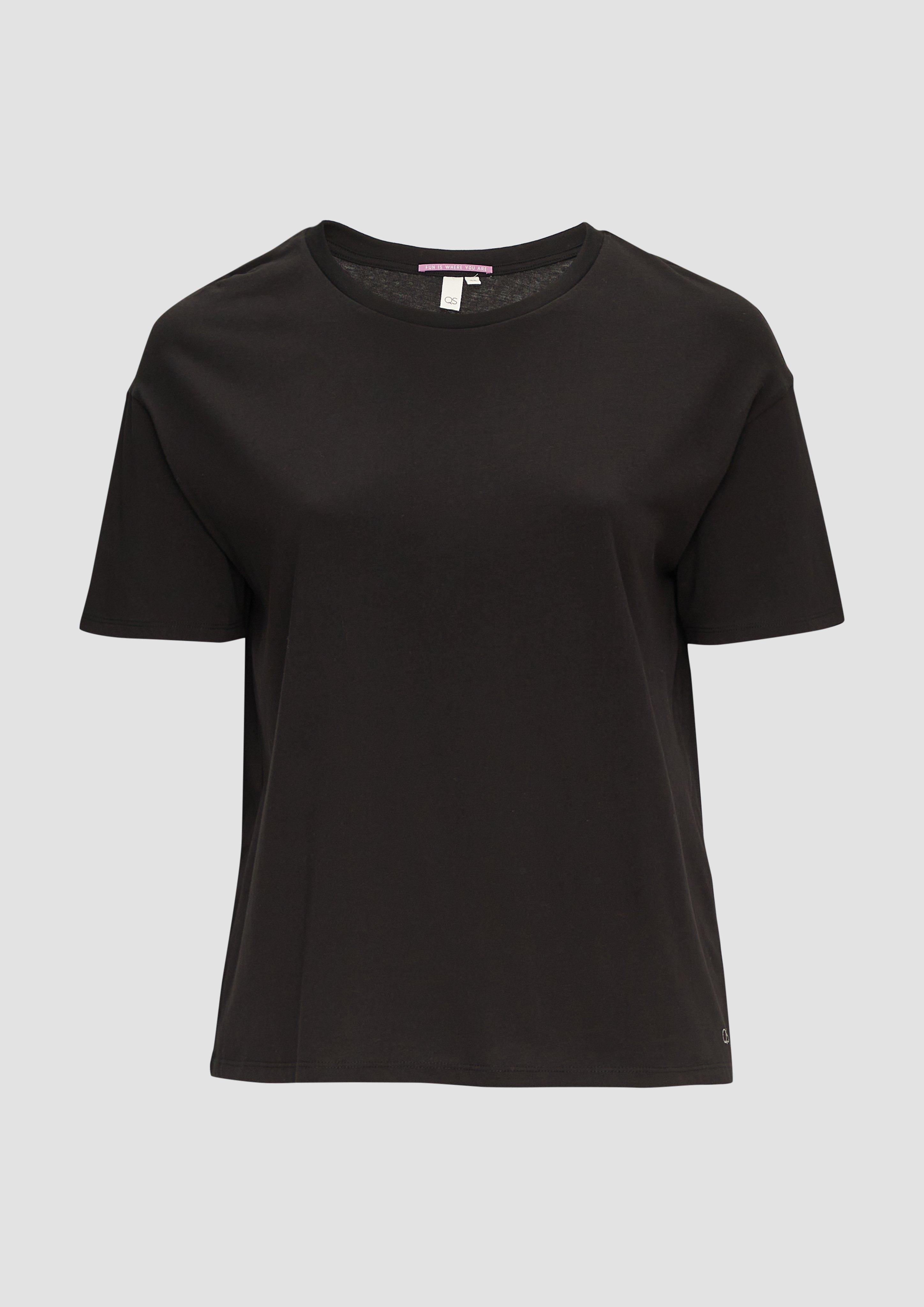 QS - T-Shirt aus reiner Baumwolle, Damen, schwarz