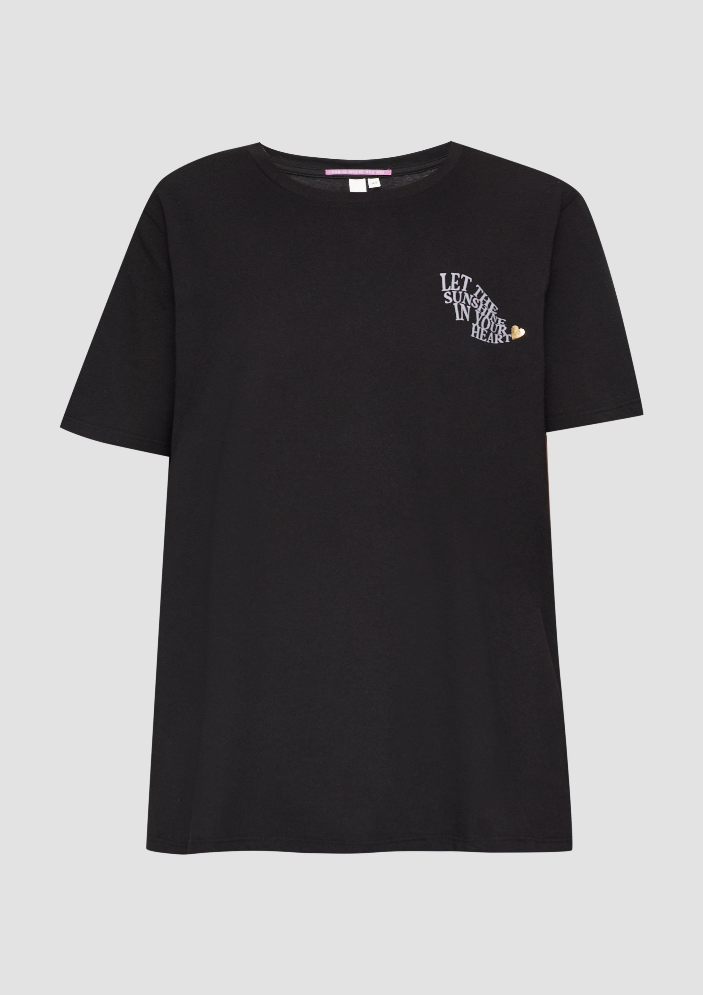Thumbnail - QS - T-Shirt aus Baumwolle mit Print-Detail, Damen, schwarz