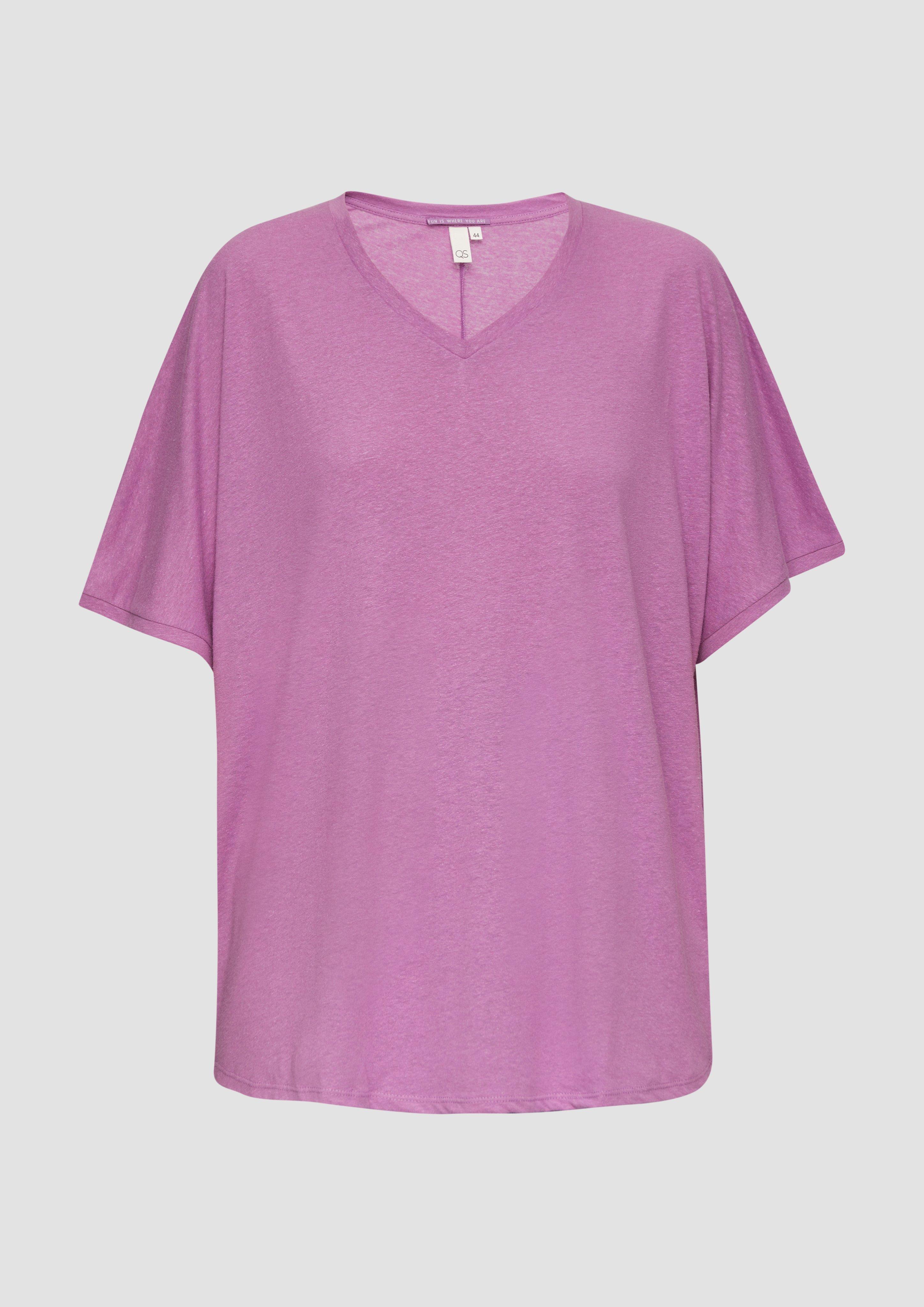 Thumbnail - QS - T-Shirt aus Leinenmix im Relaxed Fit, Damen, lila