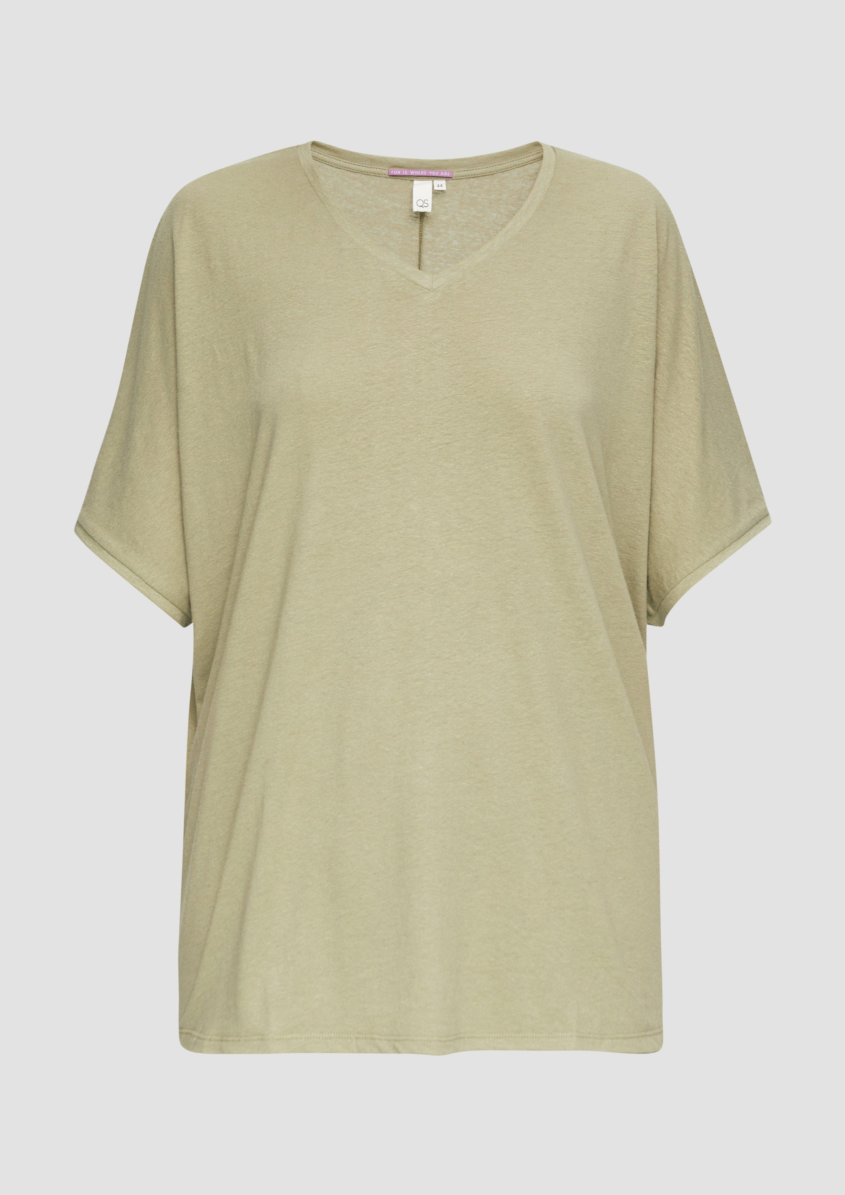 Thumbnail - QS - T-Shirt aus Leinenmix im Relaxed Fit, Damen, Grün