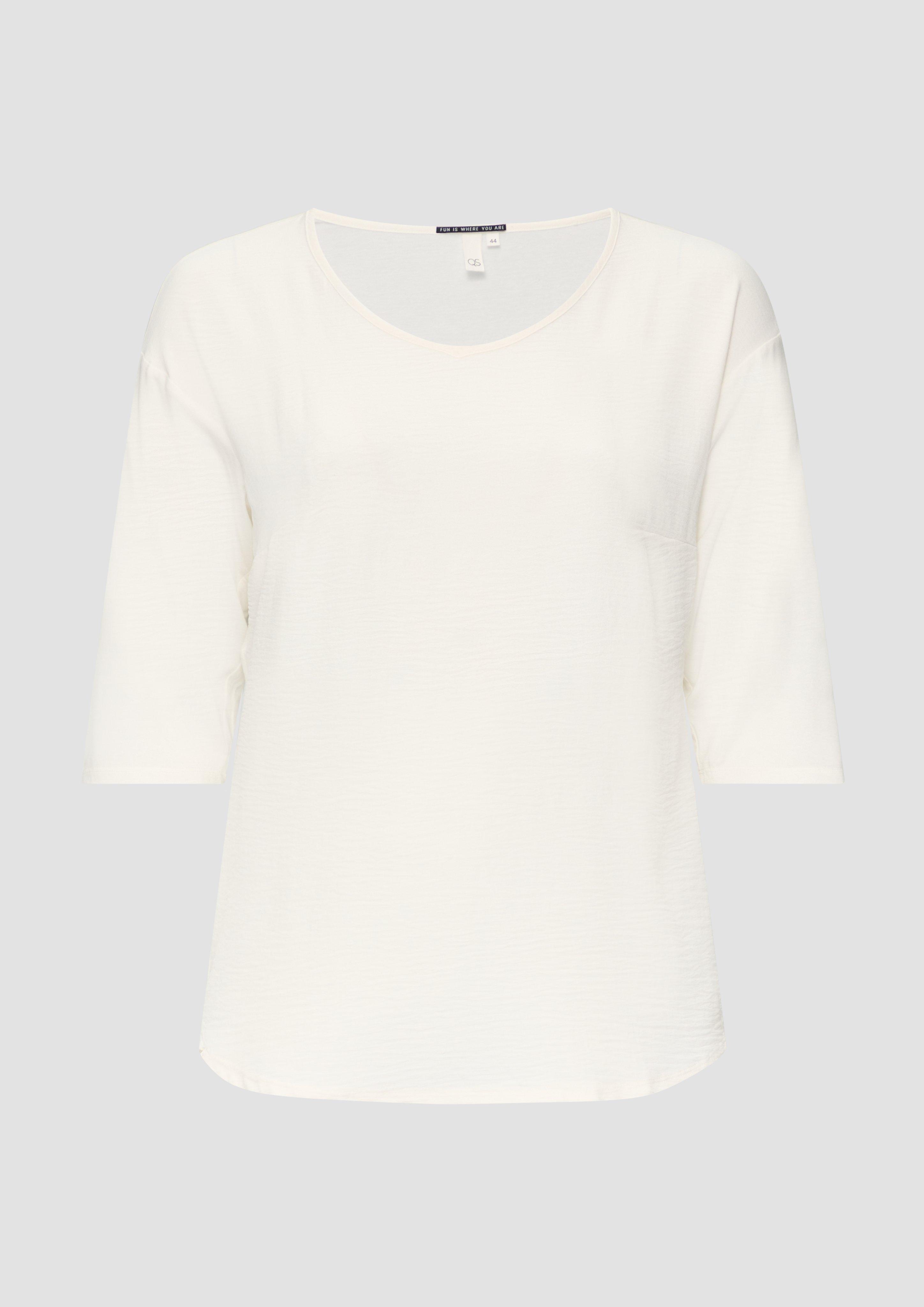 QS - Shirt im Fabricmix und Loose Fit, Damen, creme