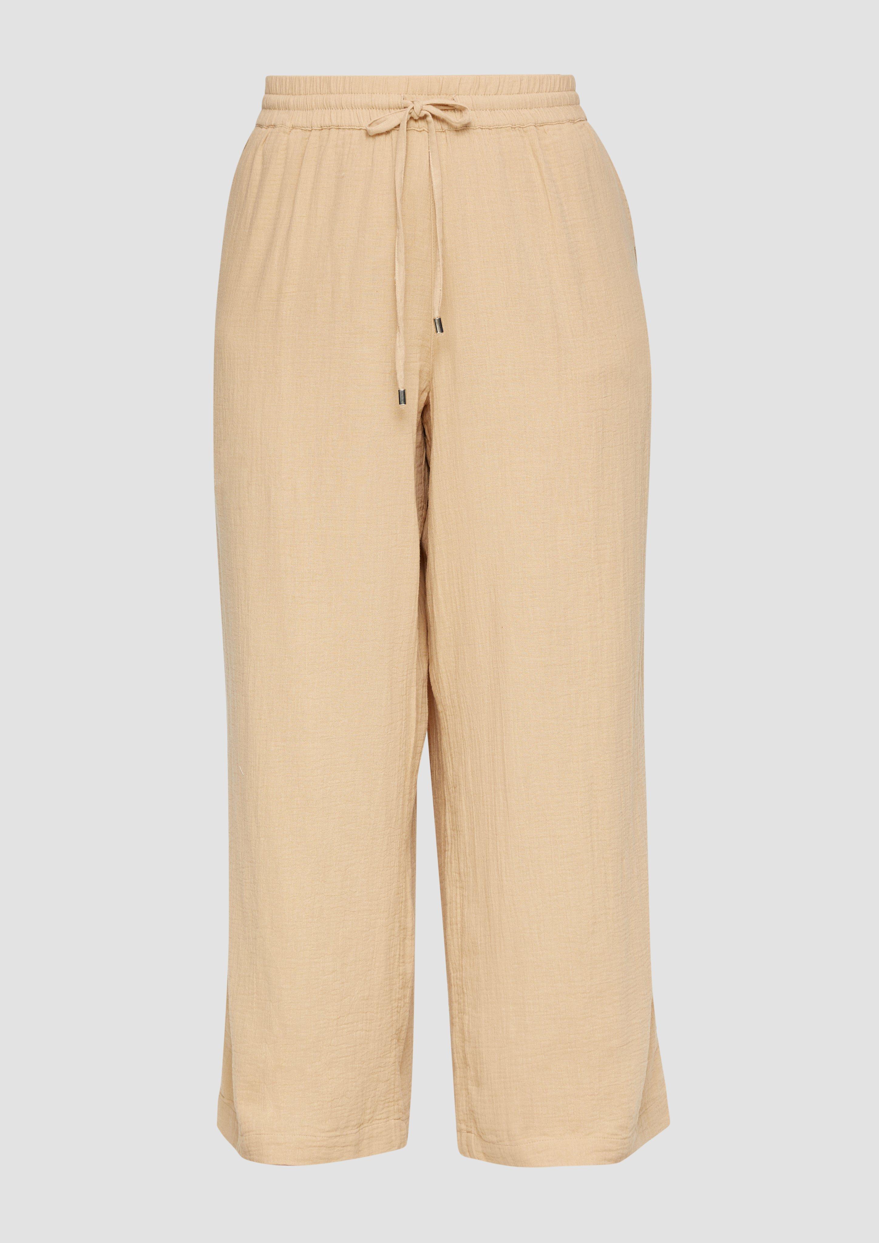 s.Oliver Wide Leg-Hose aus Musselin mit Elastikbund