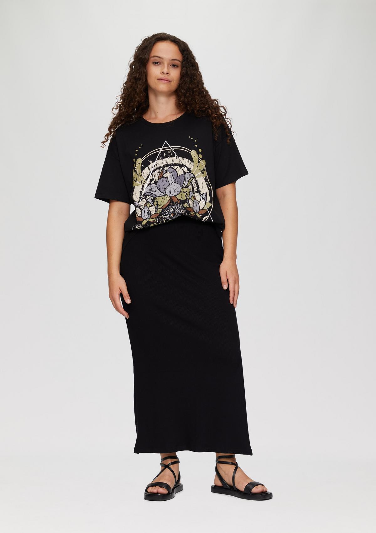Stretchy maxi skirt with a ribbed texture - black | s.Oliver